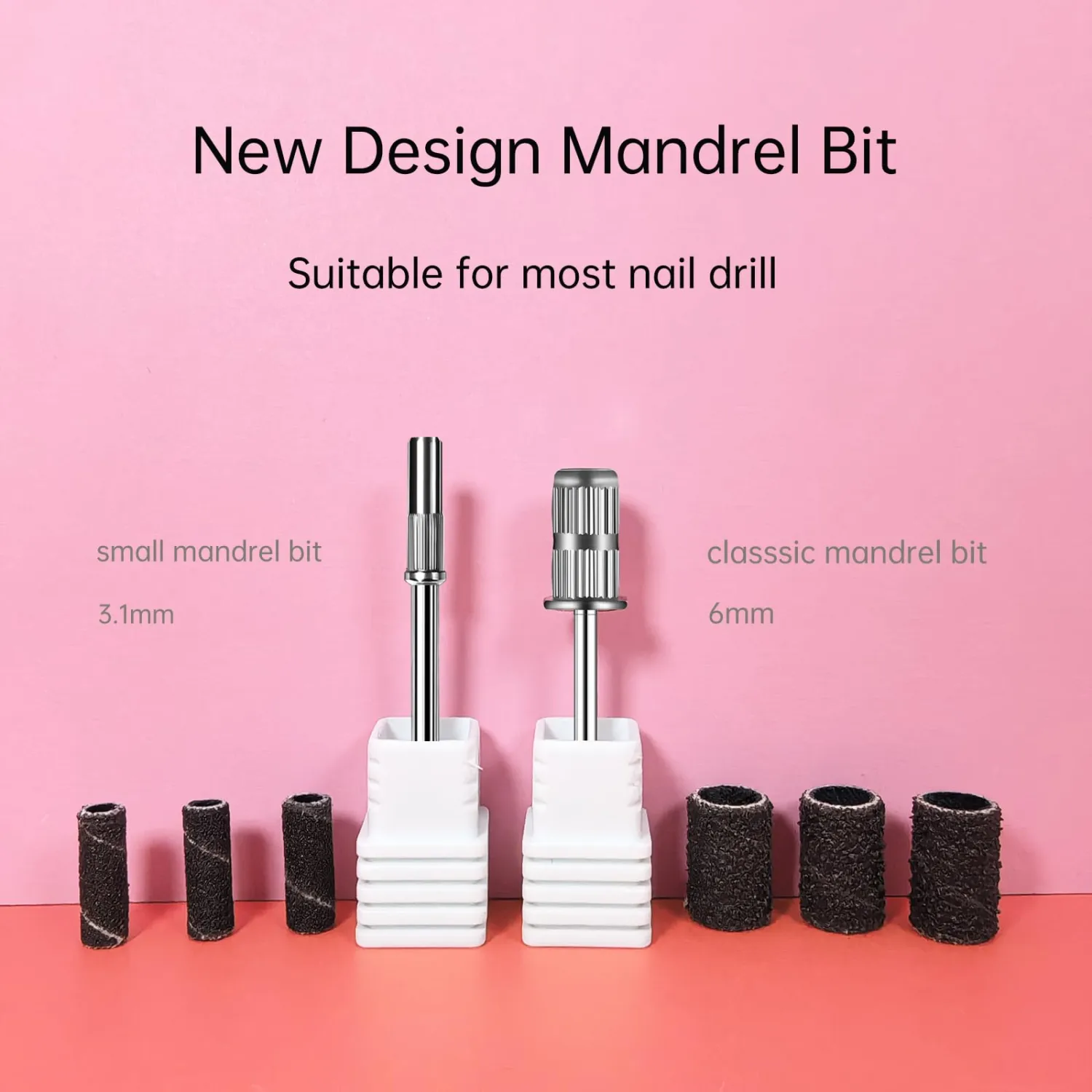Mandrel Bits for Small Sanding Bands, CORFULRA Small Sanding Bands Nail Drill Bits for Electric Drill File Machine, 3.1 MM 3/32 Shank Nail Drill Bits for Acrylic Nails Gel Manicures and Pedicure, 3Pcs