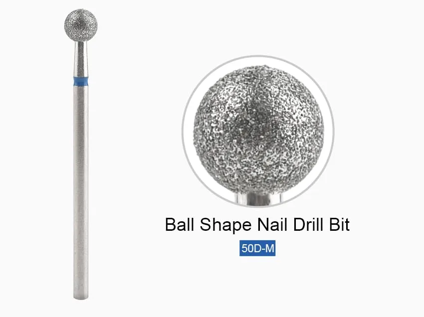 12 Sizes Ball Shape Nail Drill Bit Nail Polish Gel Removal for Electric Nail Drill Manicure Machine Accessories Tool (50D-M)