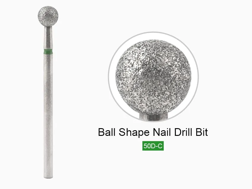 12 Sizes Ball Shape Nail Drill Bit Nail Polish Gel Removal for Electric Nail Drill Manicure Machine Accessories Tool (50D-C)