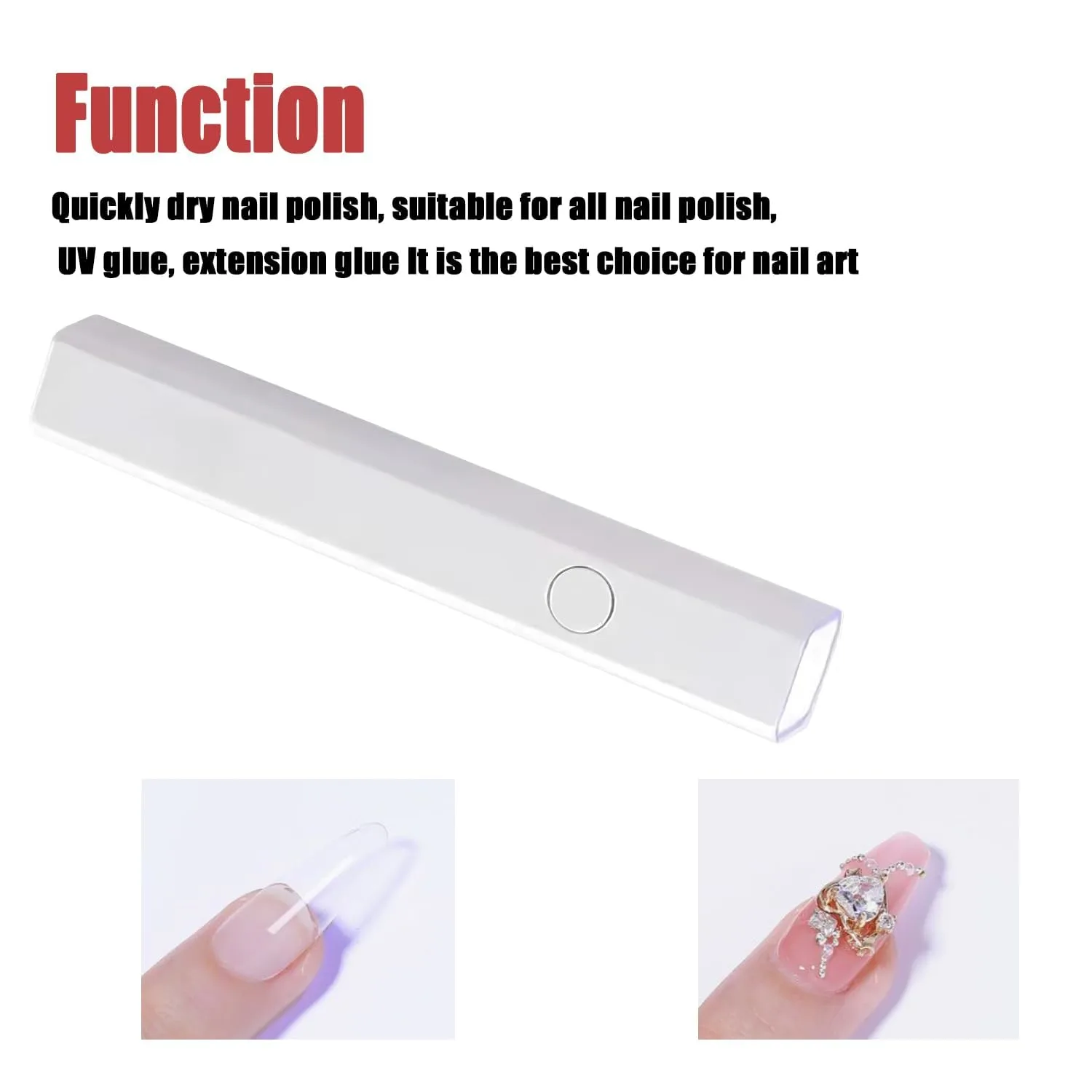 Professional High-Definition UV Light for Gel Nails, 5X Magnification Flash Cure Nail Lamp with Protective Cover, Portable Cordless Rechargeable LED Nail Dryer with 20 and 60s Timer, White