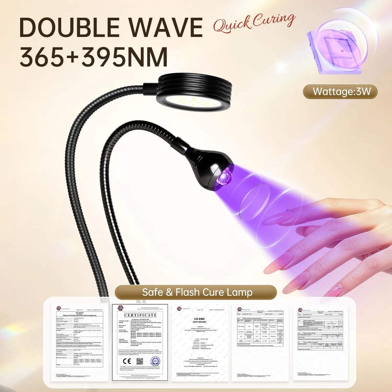 AORAEM LED Nail Lamp Double-Headed UV LED Curing Light Quicky-Dry Dryer with Portable Gooseneck and Clamp Flash Cure UV Light for Gel Nails Professional Home DIY Salon Black