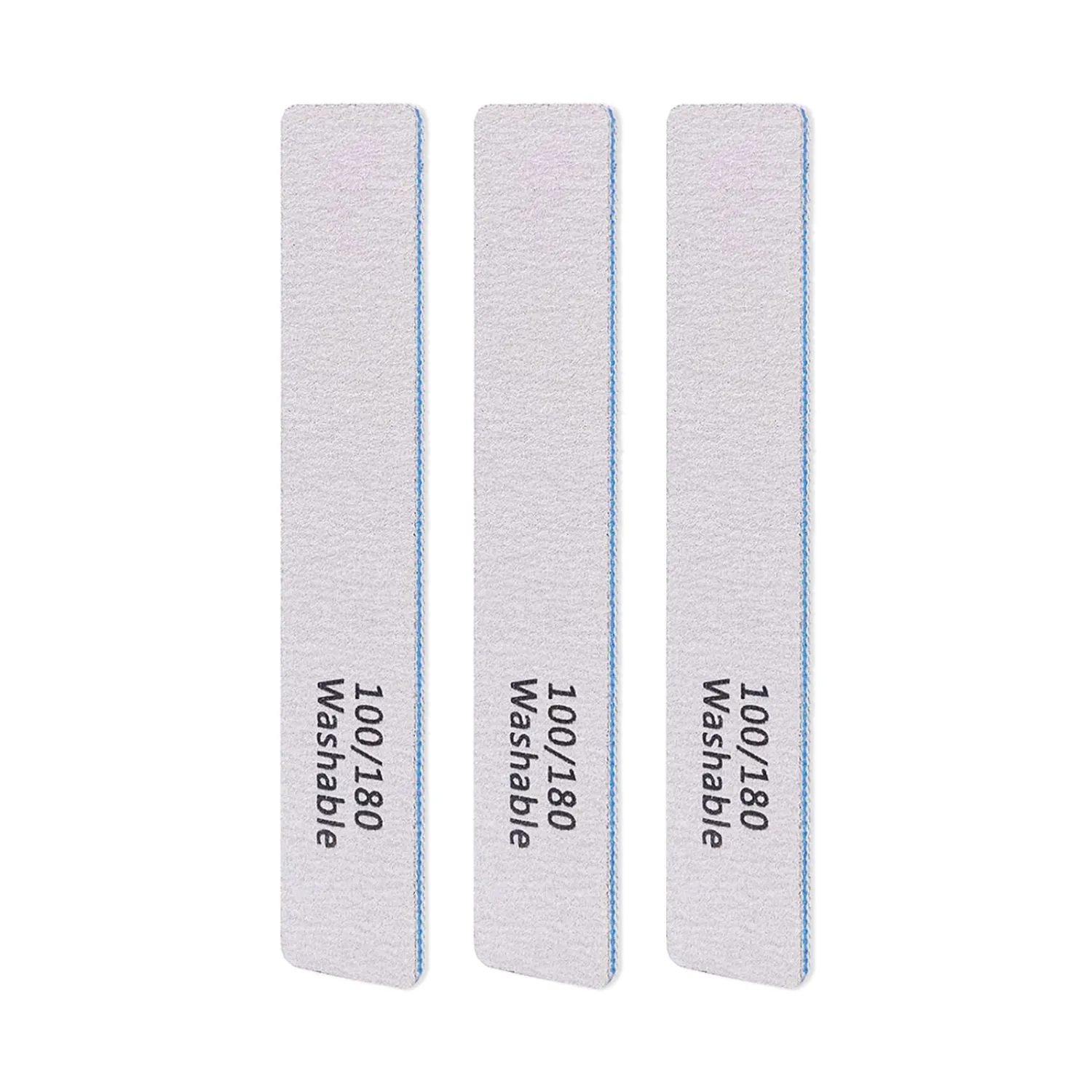LNAUJS 3PCS Professional Reusable Double-Sided 100/180 Grit Blue Nail File