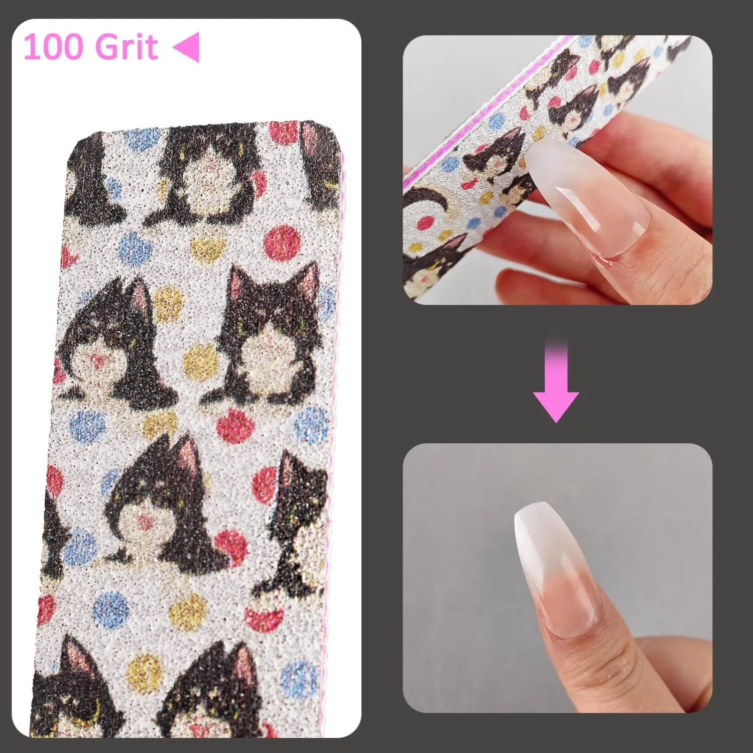 20 Pack Nail Files, 100/180 Grit Double Sides Professional Reusable Washable Nail File, Emery Boards Manicure Tool for Acrylic Nails
