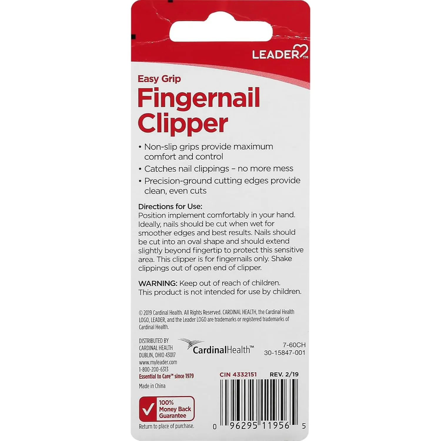 LEADER Finger Nail Clipper EZ-Grip (1 Pack)