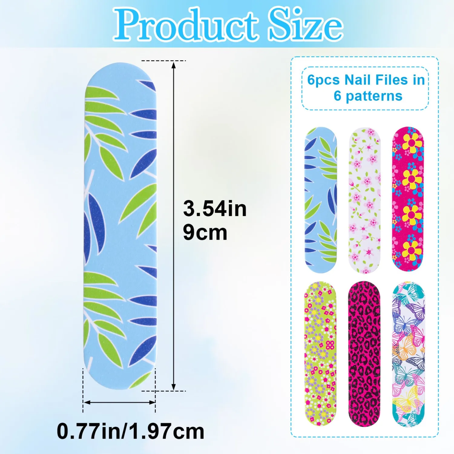HINZIC 6pcs Colorful Double-Sided Nail Files, 150/180 Grit Fingernail Files, Flower Nail File Professional Emery Bords Manicure Pedicure Tools Accessories for Shaping Polishing Women