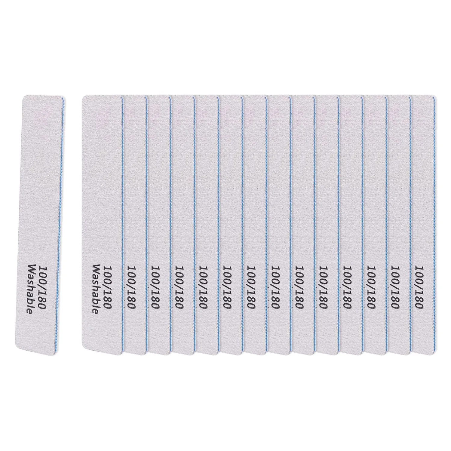 LNAUJS 15PCS Professional Reusable Double-Sided 100/180 Grit Blue Nail File