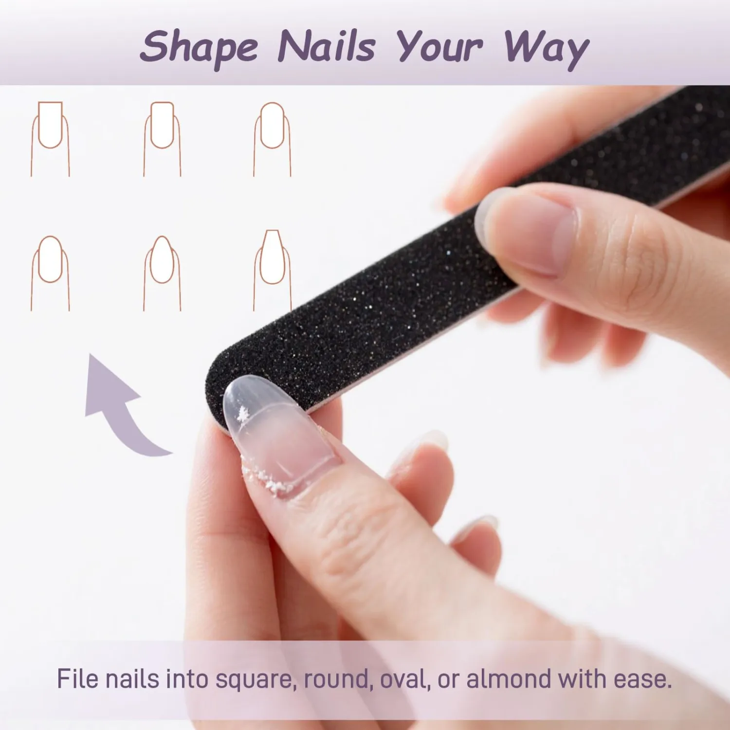 25PCS Professional Nail Files – Double-Sided 100/180 Grit Emery Boards for Manicure, Pedicure & Nail Buffering (Black)