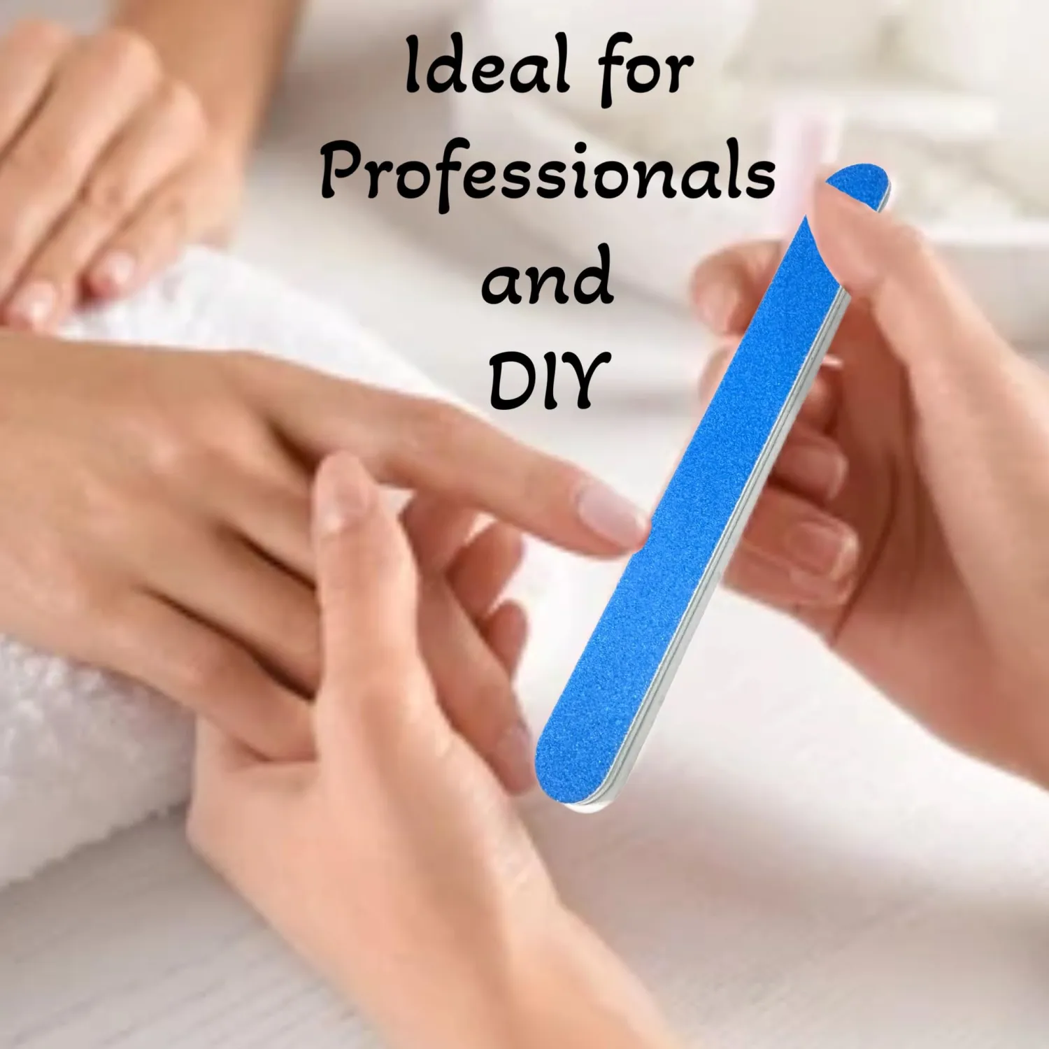 12pc ALAZCO Premium Blue Nail Files Coarse 120/240 Fine Professionals & DIY Washable Reuseable All Nails Natural Acrylic Gel Press-On Travel TSA Friendly