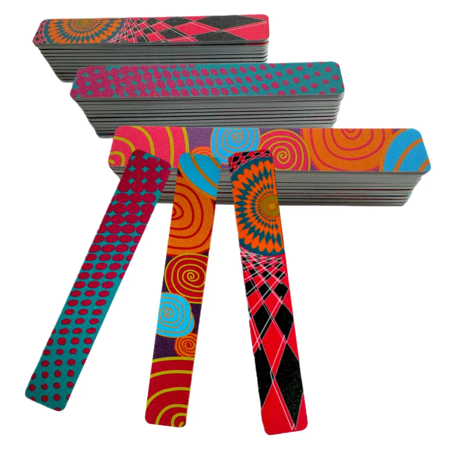 Set of 36 Dual-Sided Nail File Emery Board Heavy Medium & Fine Grit Cushioned Easy Grip Comfortable Filing Smoothing Finishing Nails 7” Travel Home Salon TSA Approved - Retro