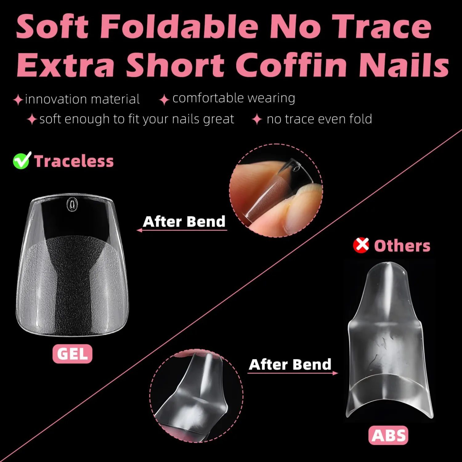 360pc Extra Short Coffin Nail Tips Short Fake Nails Tips Coffin Acrylic Nail Tips Clear Press on Nails Soft Gel Nail Tips Full Cover False Nails XS Artificial Fingernails for Gel Nail Extensions
