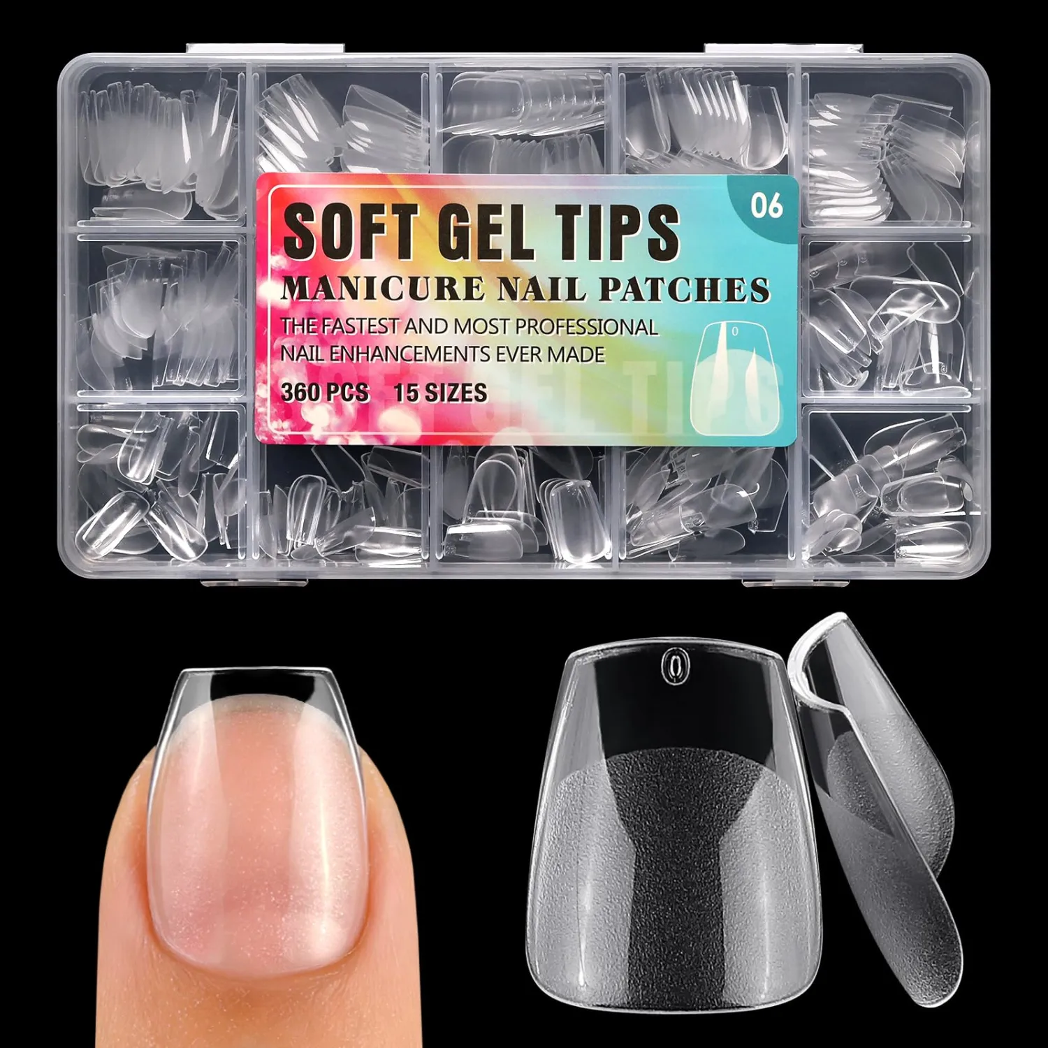 360pc Extra Short Coffin Nail Tips Short Fake Nails Tips Coffin Acrylic Nail Tips Clear Press on Nails Soft Gel Nail Tips Full Cover False Nails XS Artificial Fingernails for Gel Nail Extensions
