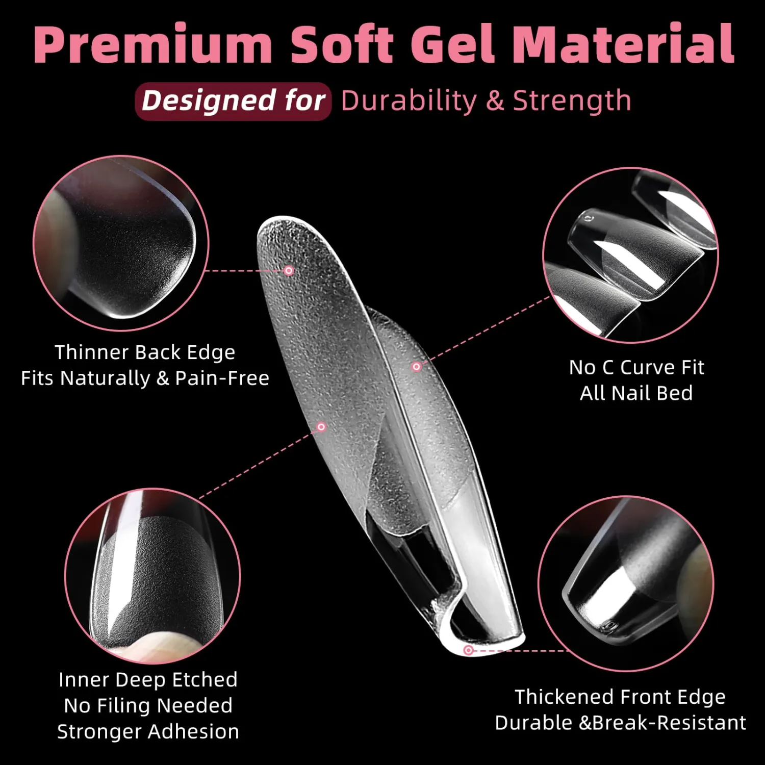 360pc Short Coffin Nail Tips Short Fake Nails Tips Coffin Acrylic Nail Tips Clear Press on Nails Soft Gel Nail Tips Full Cover False Nails Artificial Fingernails for Gel Nail Extensions