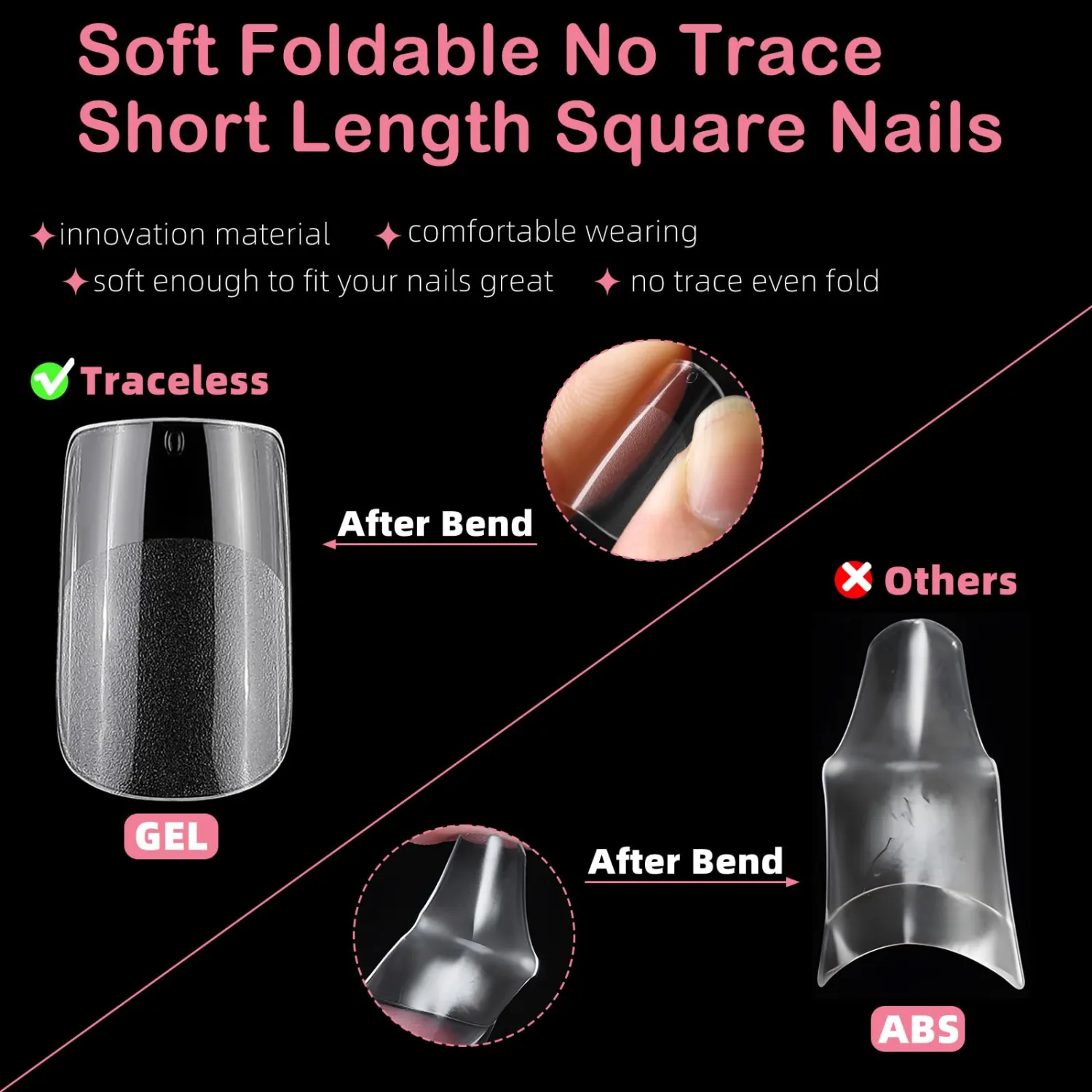 360pc Short Square Nail Tips Short Fake Nails Tips Square Acrylic Nail Tips Clear Press on Nails Soft Gel Nail Tips Full Cover False Nails Artificial Fingernails for Gel Nail Extensions