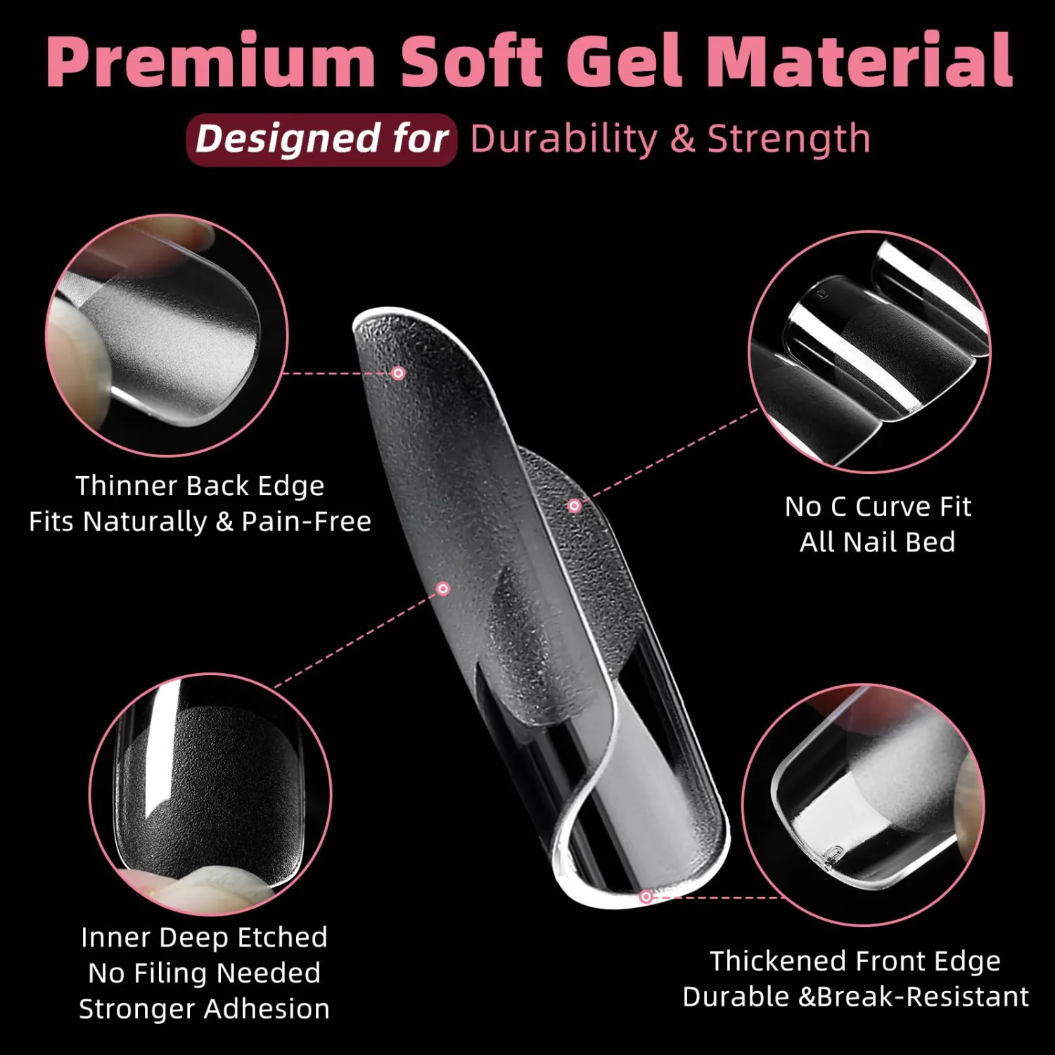360pc Short Square Nail Tips Short Fake Nails Tips Square Acrylic Nail Tips Clear Press on Nails Soft Gel Nail Tips Full Cover False Nails Artificial Fingernails for Gel Nail Extensions