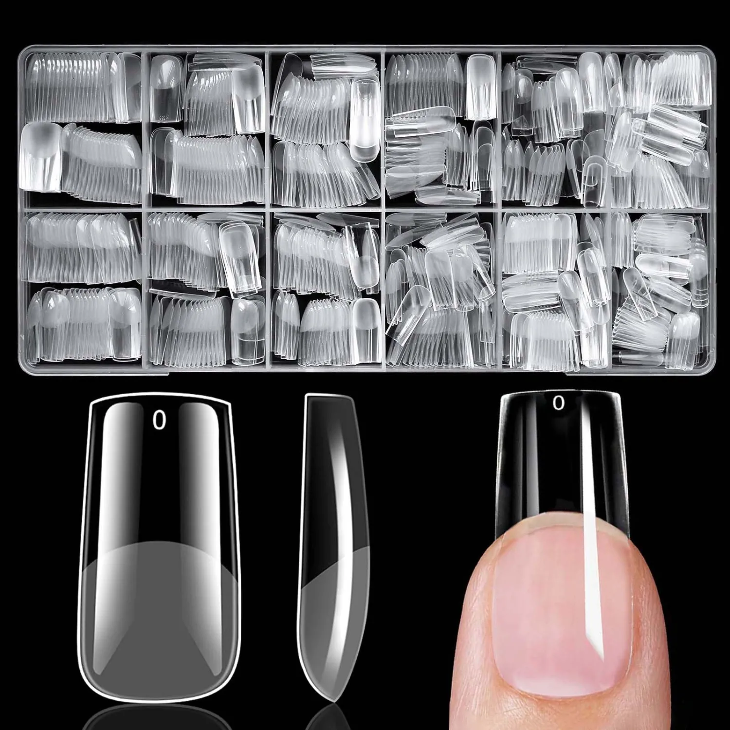 300pc Medium Square Nail Tips Medium Fake Nails Tips Square Acrylic Nails Tips Clear Press on Nails Soft Gel Nail Tips Full Cover False Nail Artificial Fingernail for Gel Nail Extensions