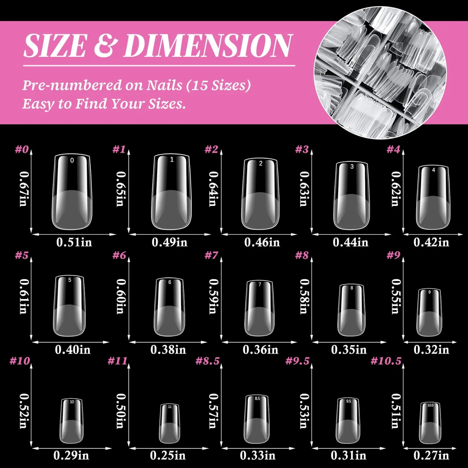 300pc Medium Square Nail Tips Medium Fake Nails Tips Square Acrylic Nails Tips Clear Press on Nails Soft Gel Nail Tips Full Cover False Nail Artificial Fingernail for Gel Nail Extensions