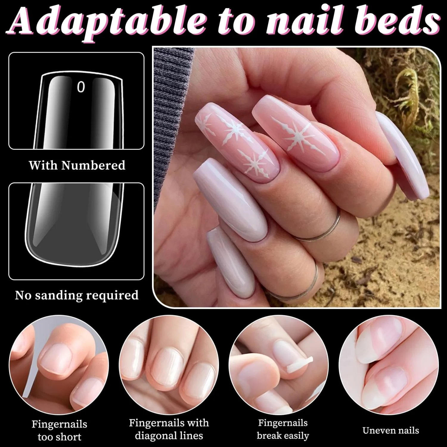 300pc Medium Square Nail Tips Medium Fake Nails Tips Square Acrylic Nails Tips Clear Press on Nails Soft Gel Nail Tips Full Cover False Nail Artificial Fingernail for Gel Nail Extensions