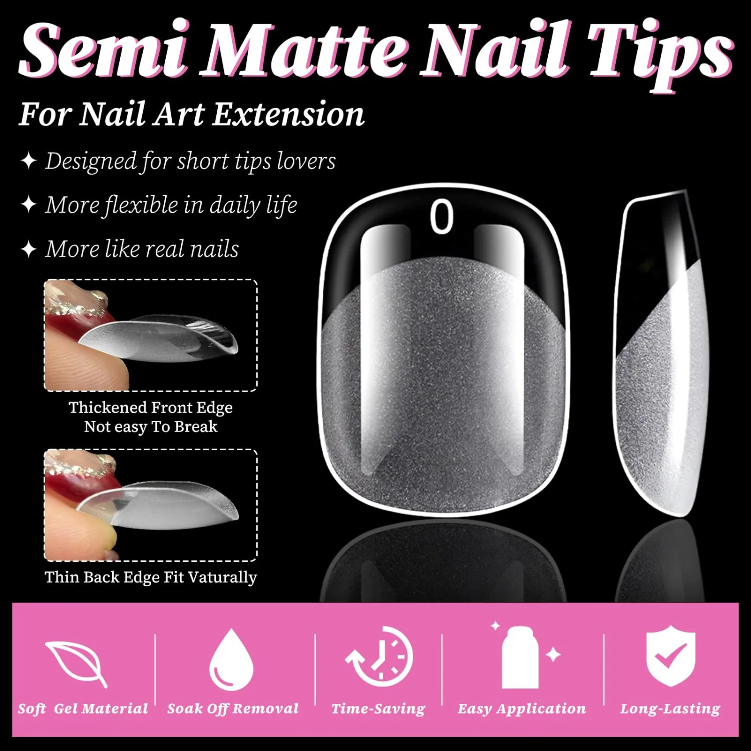 300pc Extra Short Round Square Gel Nail Tips Clear Fake Nail, XS Clear Press on Nails Short Squoval Soft Gel Nail Tips Acrylic Nails Full Cover False Nail Artificial Fingernail for Nail Extensions