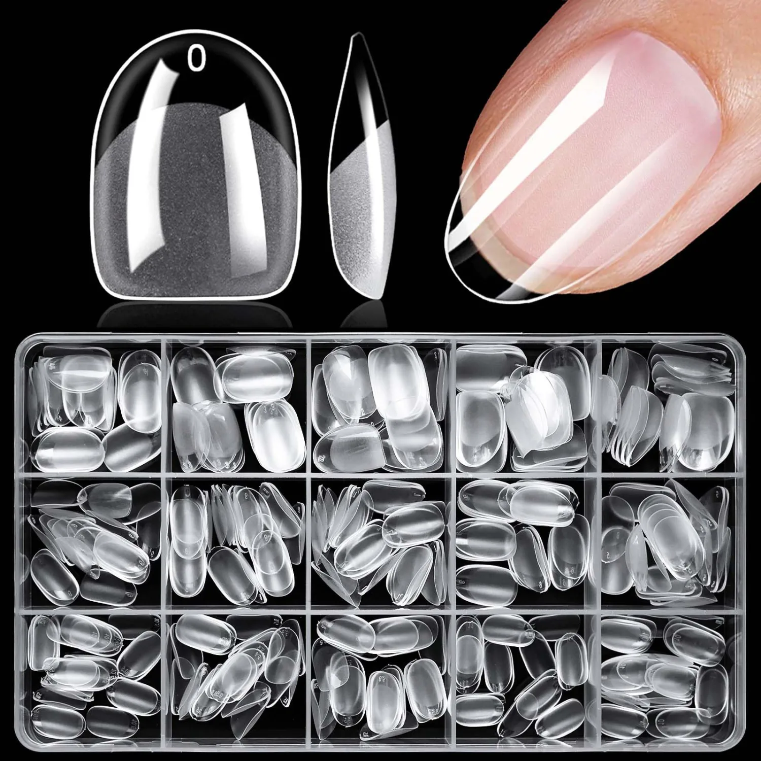 420pc Extra Short Oval Gel Nail Tips Clear Fake Nail, Clear Press on Nails Short Round Almond Soft Gel Nail Tips XS Oval Acrylic Nails Full Cover False Nail Artificial Fingernail for Nail Extension