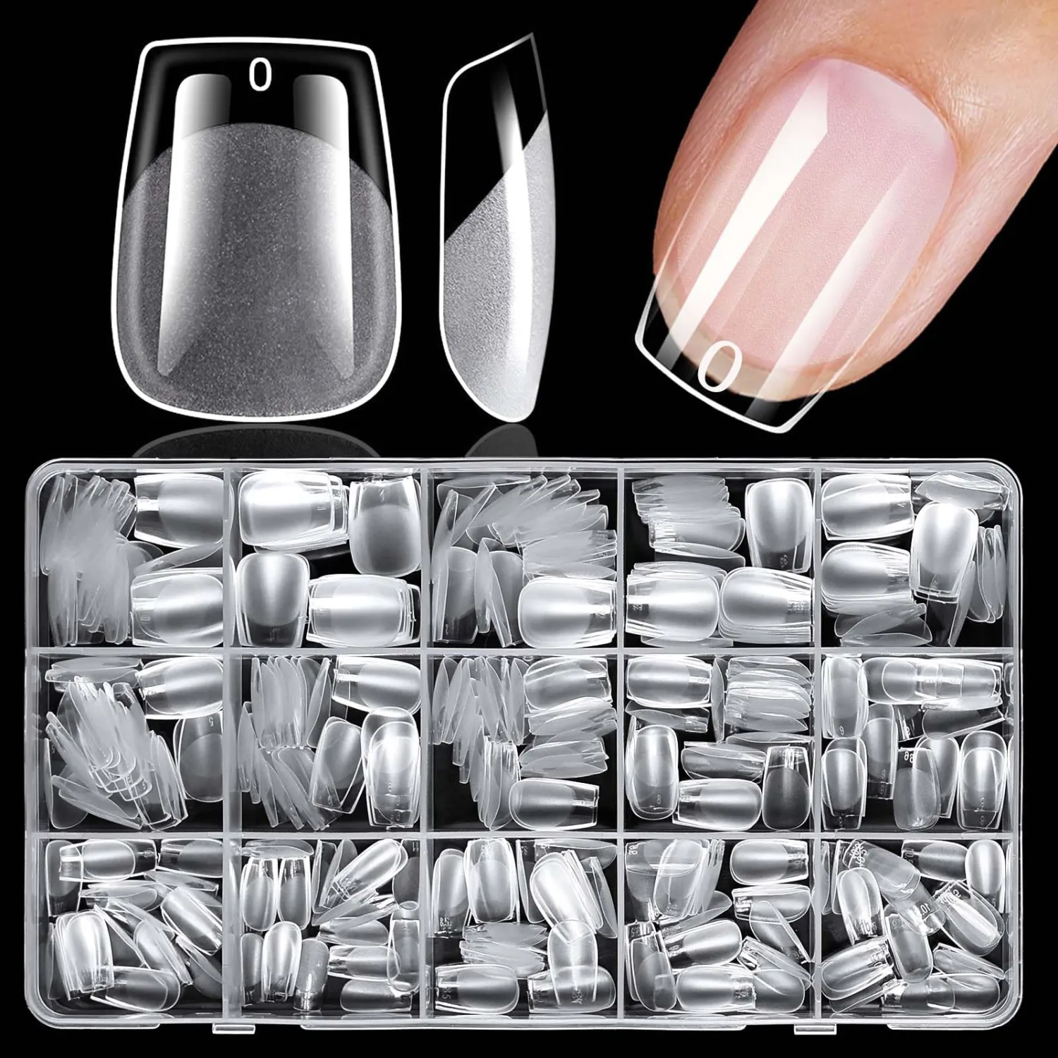 420pc Extra Short Coffin Gel Nail Tips Clear Fake Nail, XS Clear Press on Nails Short Coffin Soft Gel Nail Tips Acrylic Nails Full Cover False Nail Artificial Fingernail for Nail Extension Press-ons