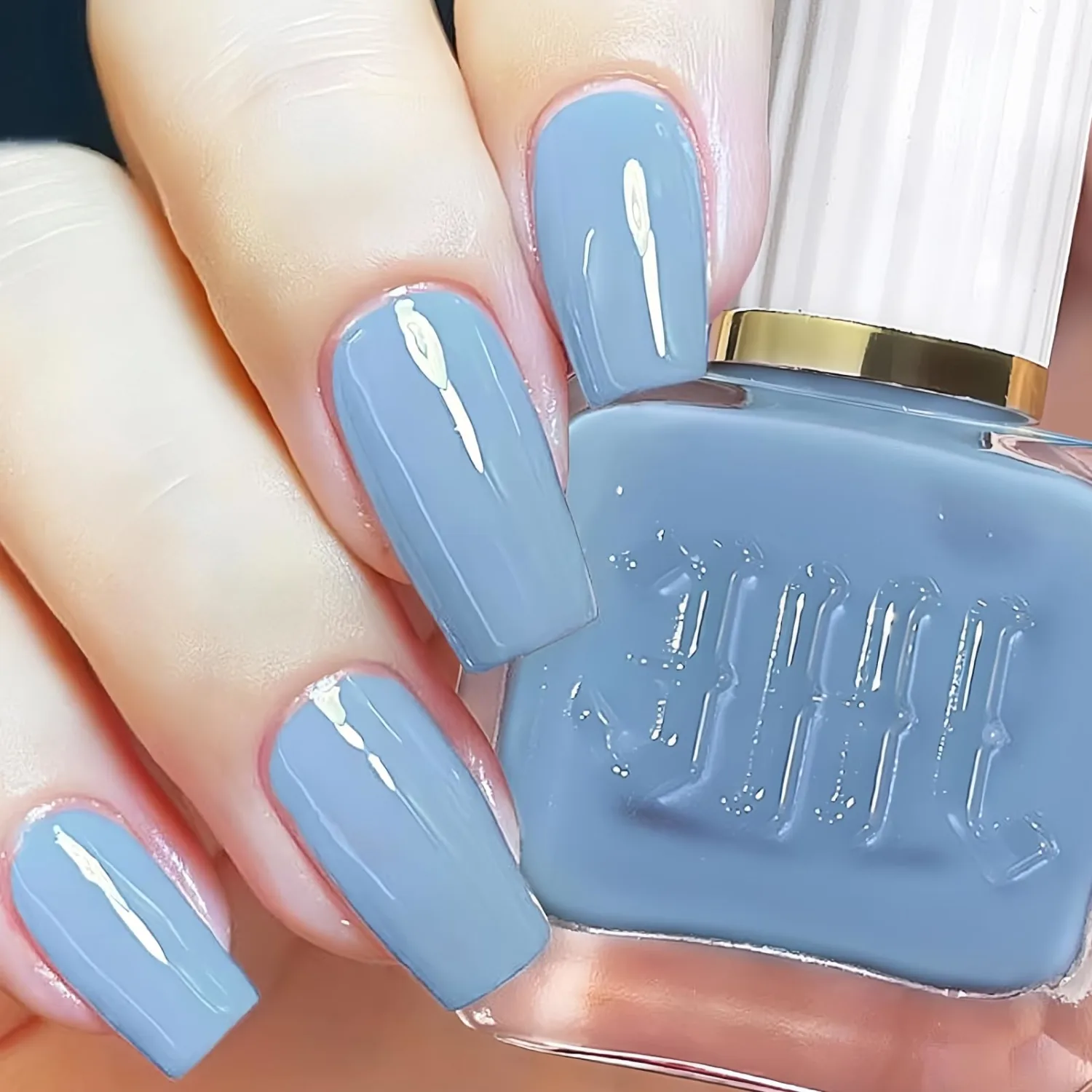 NovaCharm Dusty Blue Nail Polish, Quick Dry Nailpolish No UV Lamp Needed, Glossy Muted Blue Nail Lacquer, Long Lasting Air Dry Nail Polish for Women, 12ML