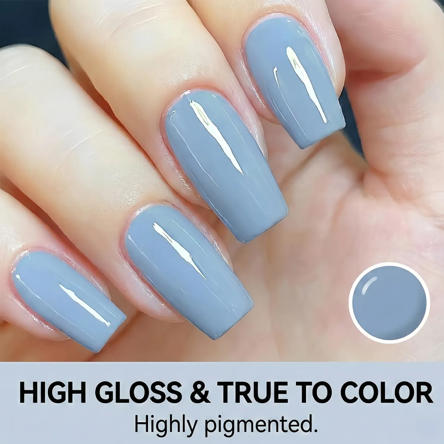 NovaCharm Dusty Blue Nail Polish, Quick Dry Nailpolish No UV Lamp Needed, Glossy Muted Blue Nail Lacquer, Long Lasting Air Dry Nail Polish for Women, 12ML