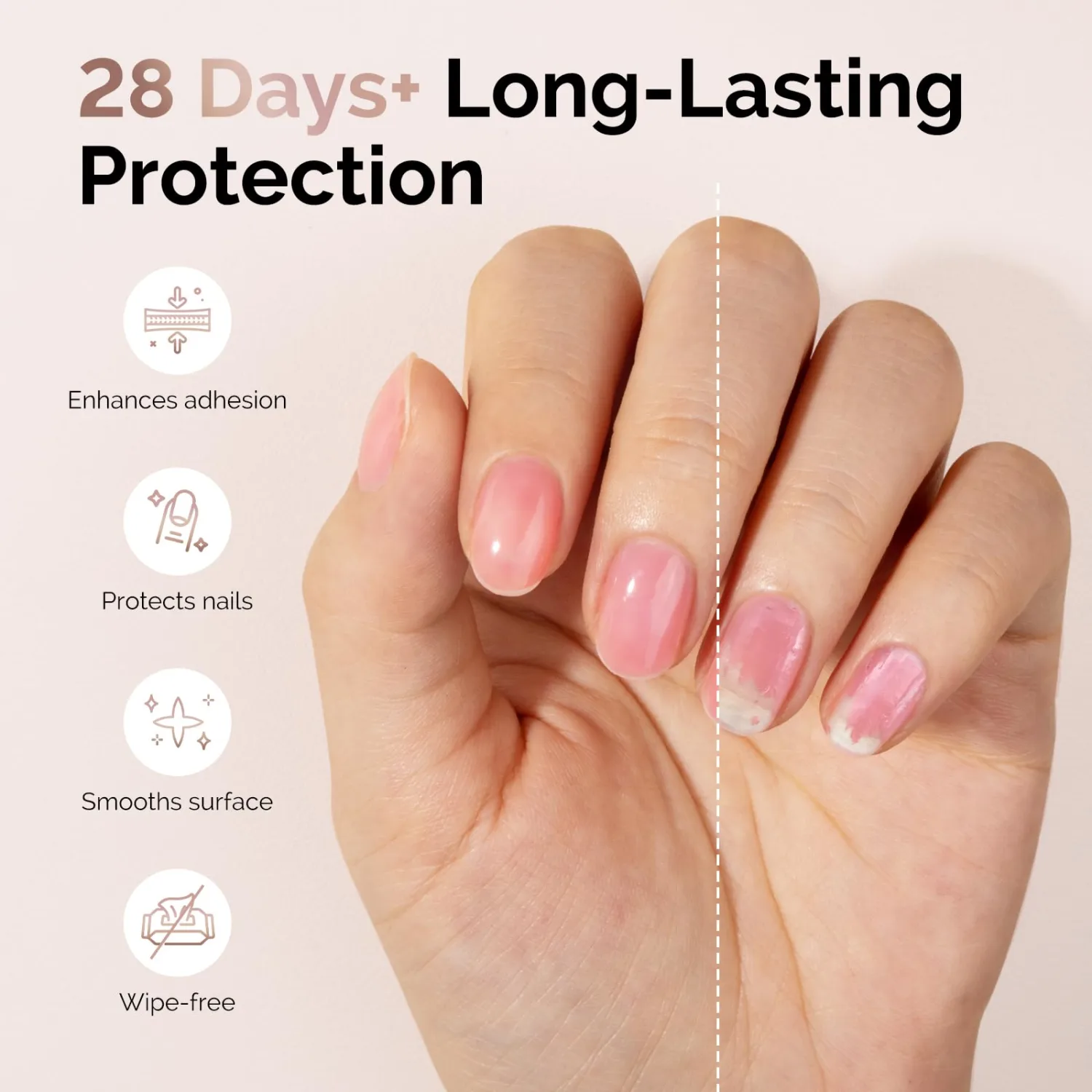 MelodySusie Hema Free Gel Base Coat,Hema Free,Hpma Free,Tpo Free,No Wipe,Soak off UV LED Drying,Long Lasting Gloss Shiny 15ML