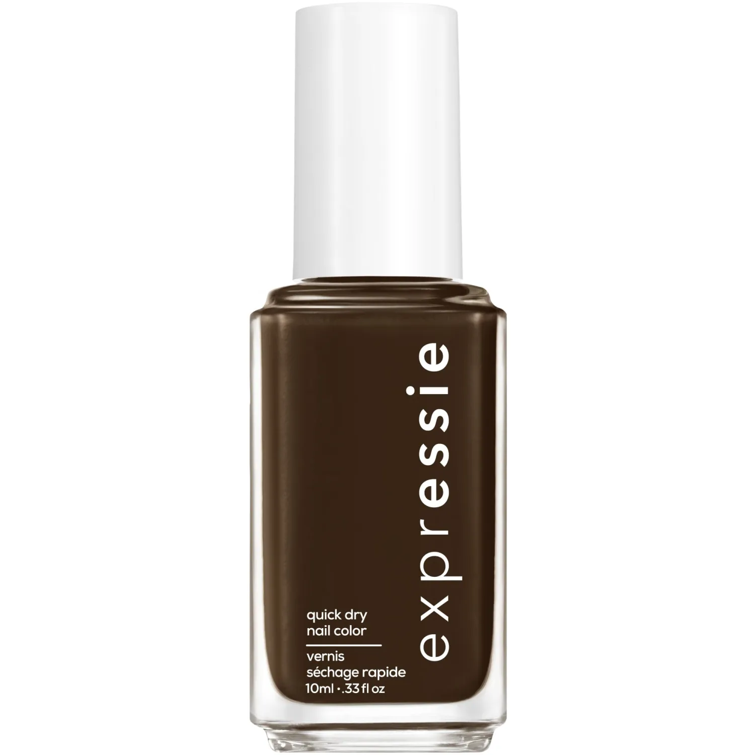 essie expressie Quick-Dry Vegan Nail Polish, Take The Espresso, Blackened Dark Chocolate Brown, 0.33 Ounce
