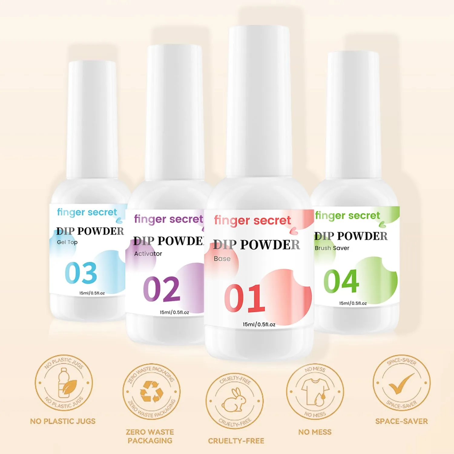 Dip Powder Liquids Set 4Pcs,Dip Powder Gel Top & Base Coat, Activator for Nails,Dip PowderS Brush Saver,for Dipping Powders Nail Kit DIY Manicure,No Nail Lamp Needed (Multicolor-4color)