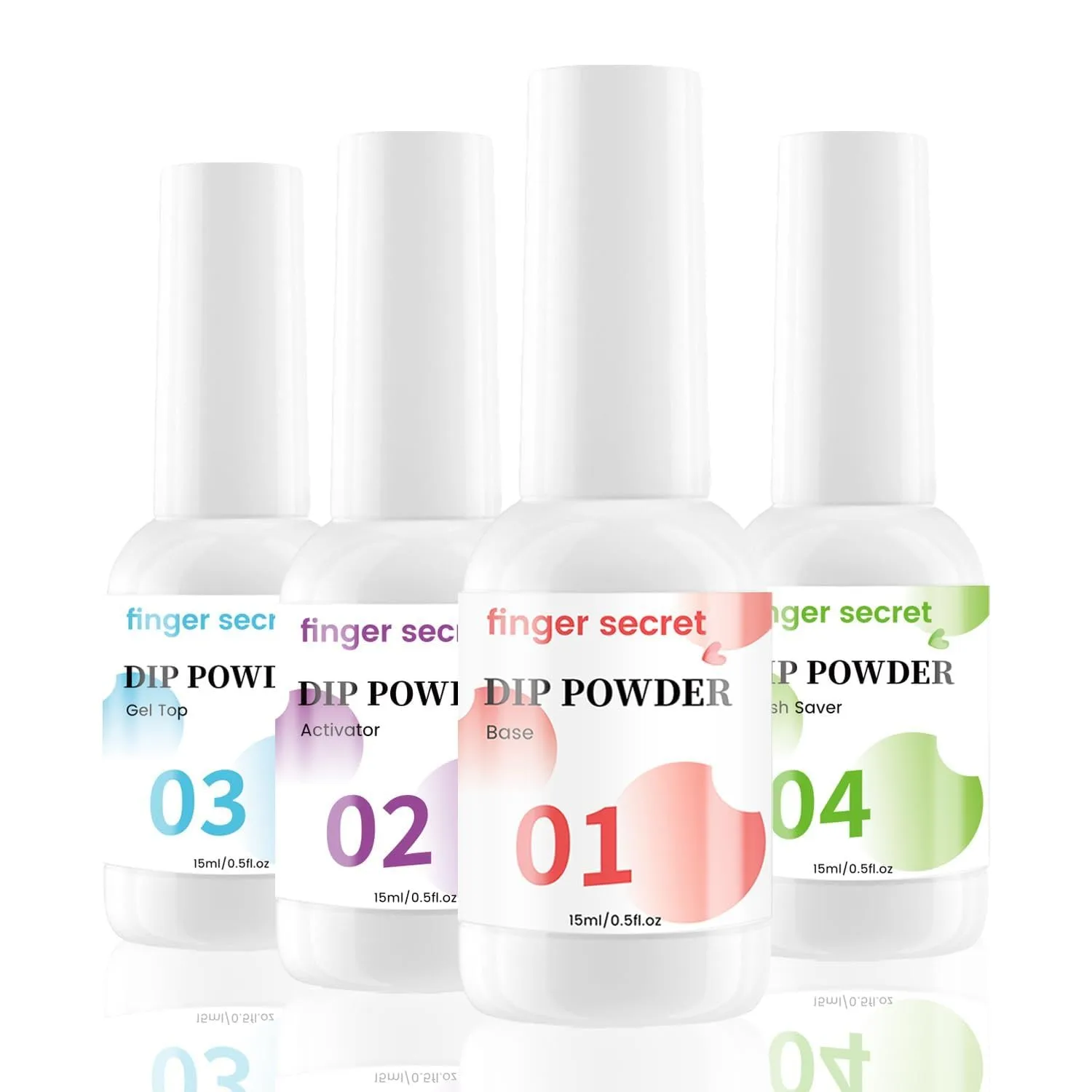 Dip Powder Liquids Set 4Pcs,Dip Powder Gel Top & Base Coat, Activator for Nails,Dip PowderS Brush Saver,for Dipping Powders Nail Kit DIY Manicure,No Nail Lamp Needed (Multicolor-4color)