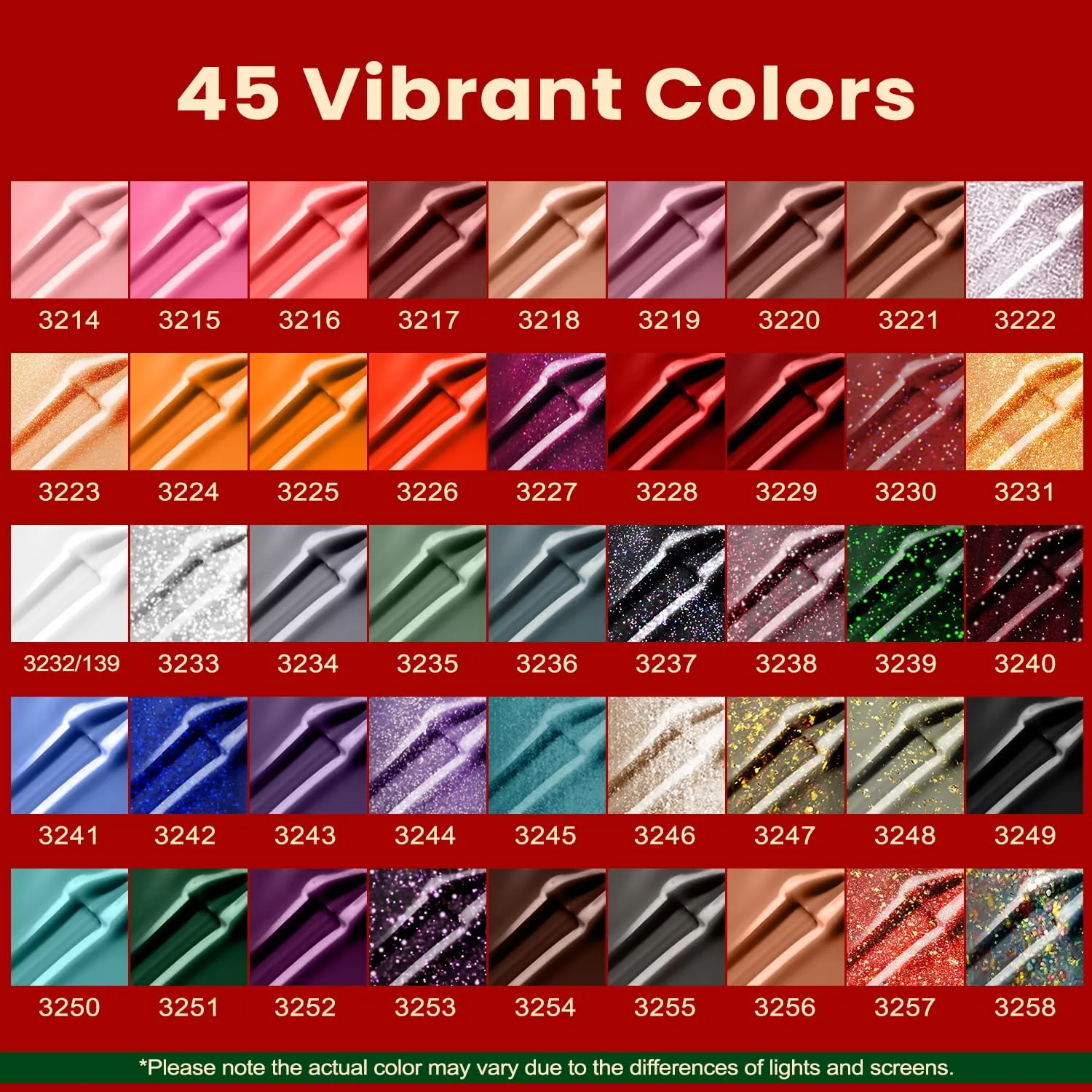 Lavender Violets 73 Pcs Gel Nail Polish Kit with U V Light, 45 Colors with Nail Primer,Builder Base,Matte & Glossy Top Coat Soak Off Manicure Tools Gifts for Women LA06