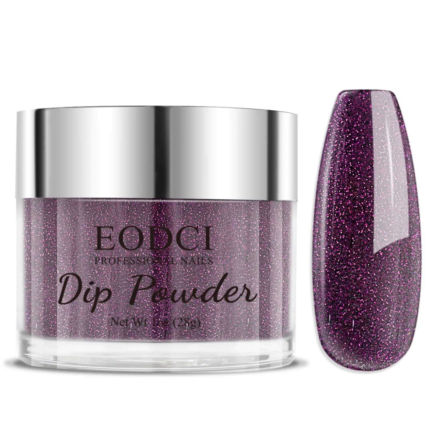 EODCI Glitter Dip Powder - Purple Color, 1 Oz/28g, DIY Nail Dipping Powder for Salon-Quality Manicure at Home, No Lamp Needed