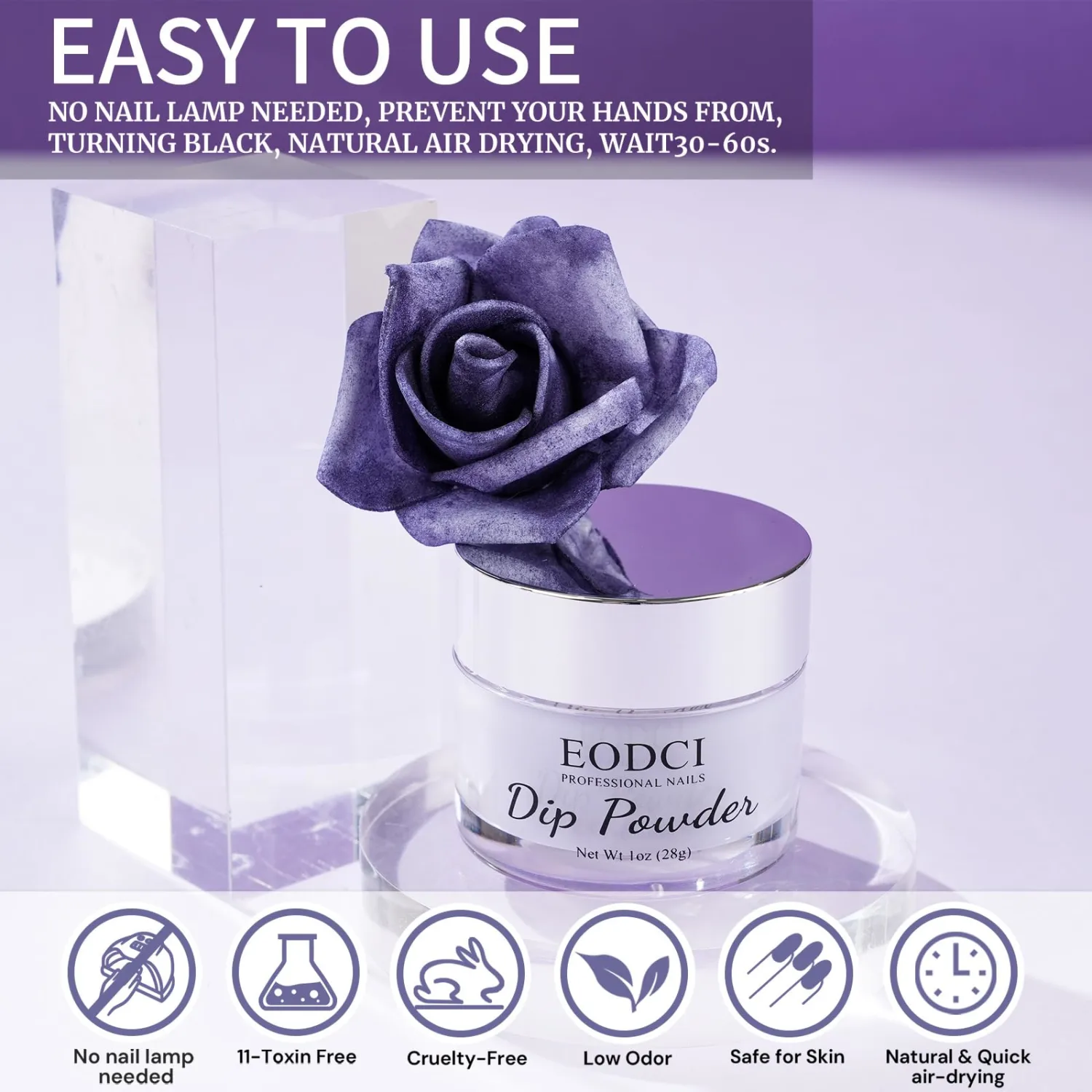 EODCI 1oz Colorful Grey Color Dip Powder, No Needed Nail Lamp Curing Odor-Free&Long-Lasting Nail Art Starter Manicure Salon DIY at Home Natural Dry