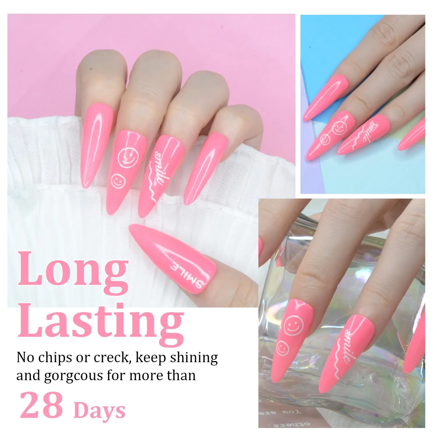 EODCI Hot Pink Dip Powder, 1OZ Nail Dipping Powder for Long-lasting 28 Days+ Dip Nail Art French Manicure Nail Starter & Professional Home DIY Salon Use 28g