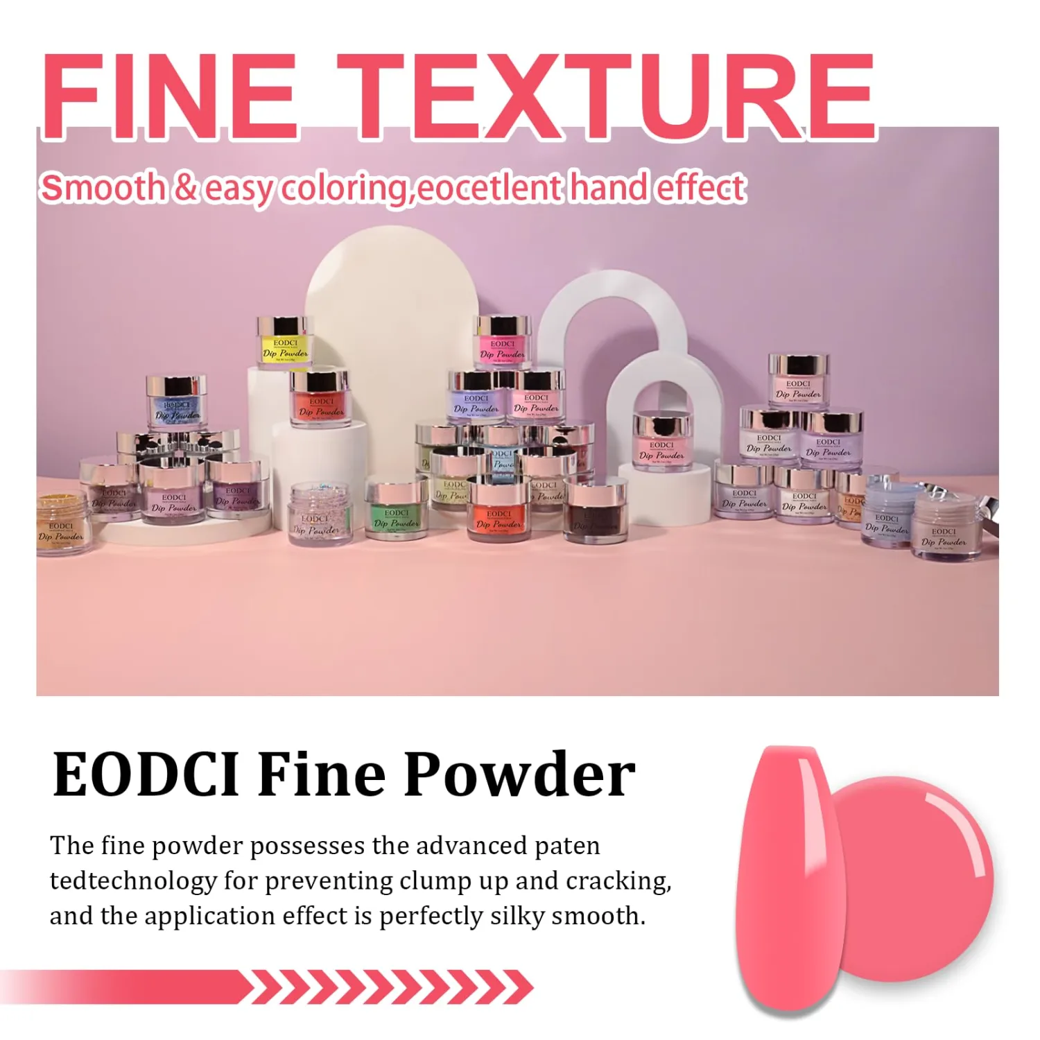 EODCI Hot Pink Dip Powder, 1OZ Nail Dipping Powder for Long-lasting 28 Days+ Dip Nail Art French Manicure Nail Starter & Professional Home DIY Salon Use 28g