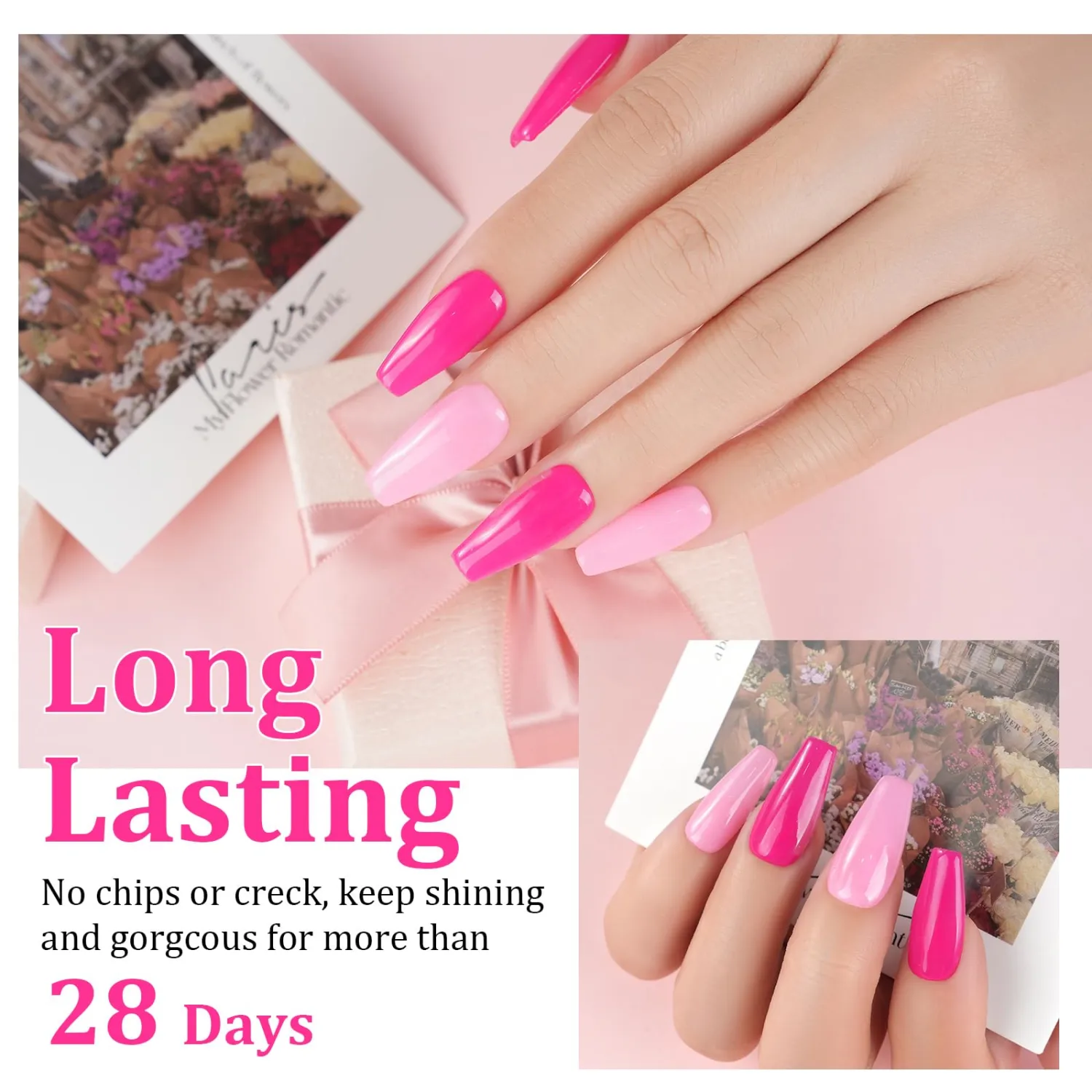 EODCI Nail Dip Powder, Pink Color Dipping Powder - Odor-Free& - Long-Lasting Dip Nail Color Lasts 28 Days - Low-Odor & No UV Lamp Required - 1oz