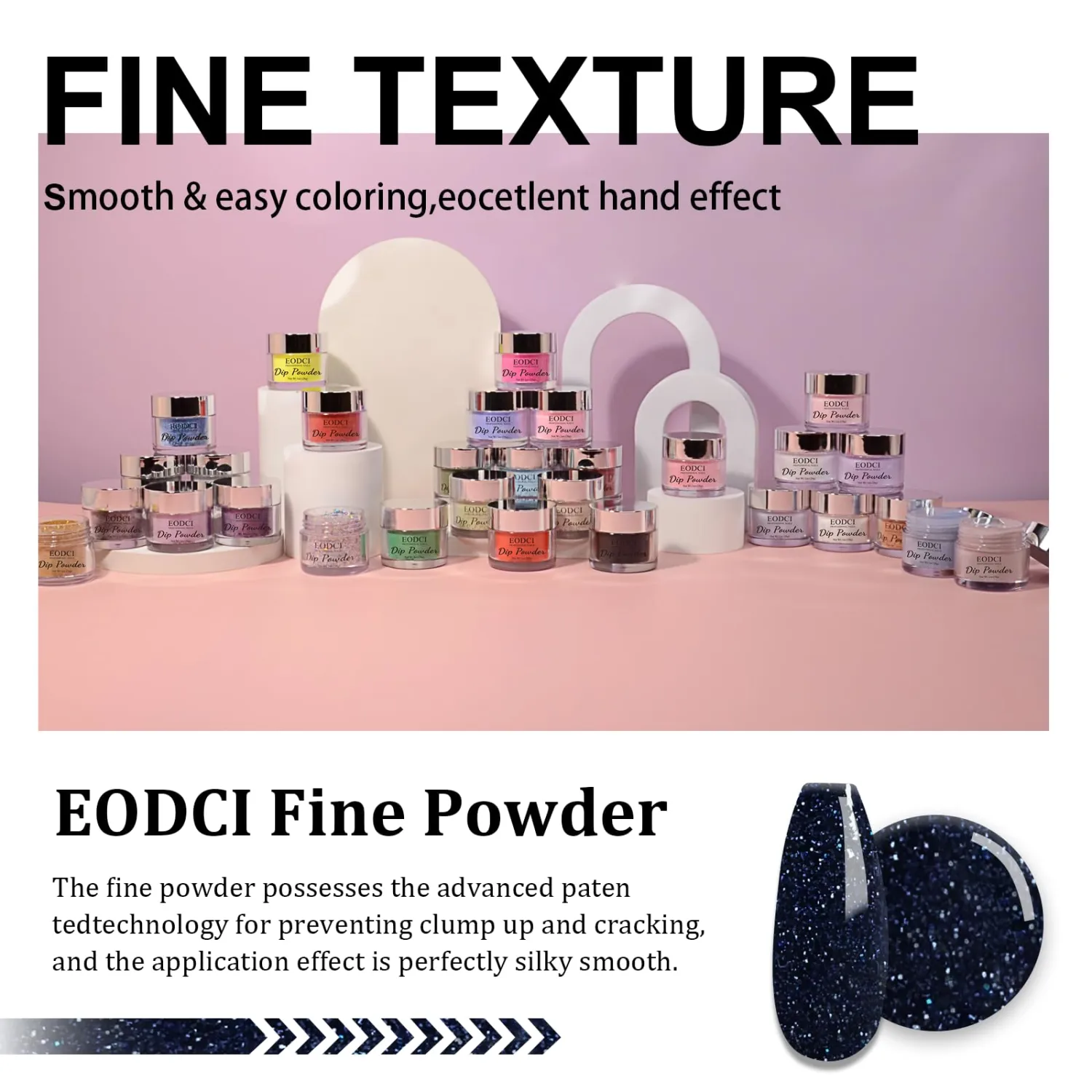 eodci 1 Oz/28g Black Dip Powder, Nail Dipping Powder French Powder Pro Collection System Nail Art Starter Manicure Salon DIY at Home, Odor-Free&Long-Lasting, No Needed Nail Lamp Curing