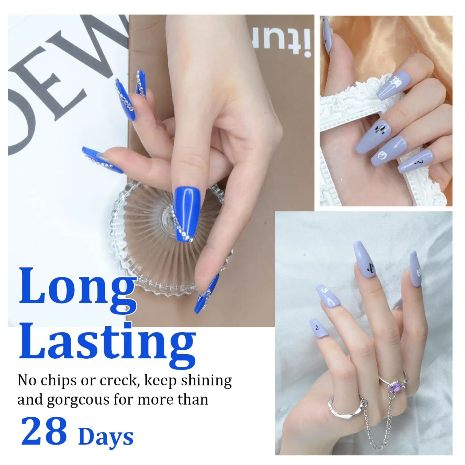 EODCI Dip Powder Blue Color 1 Oz/28g Nail Dipping Powder French Nails Art Starter Manicure DIY Salon Home Gift for Women,No Need Nail Lamp Cured