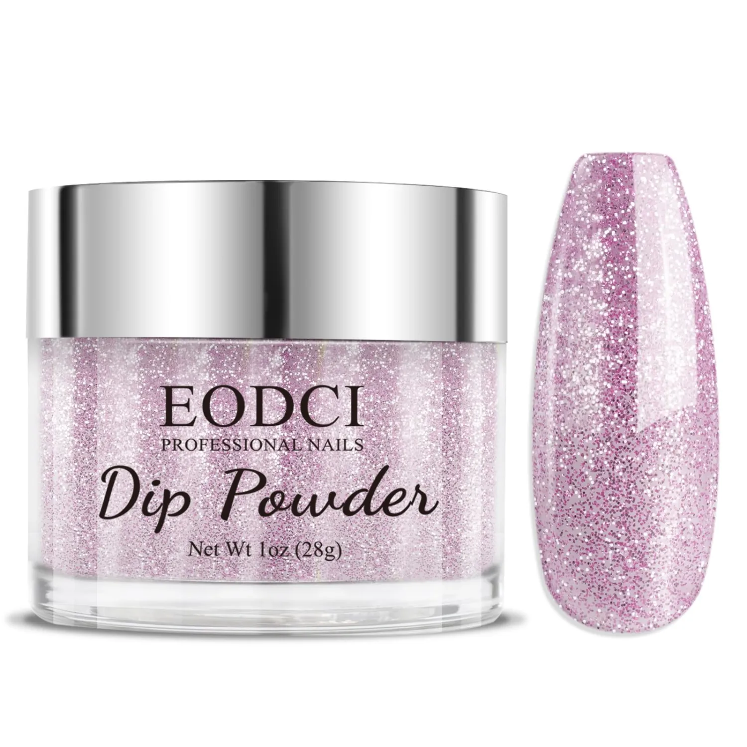 eodci Dip Powder Glitter Purple Color, Nail Dipping Powder French Powder Pro Collection System Nail Art Starter Manicure Salon DIY at Home, No Needed Nail Lamp Curing, 1 Oz/28g
