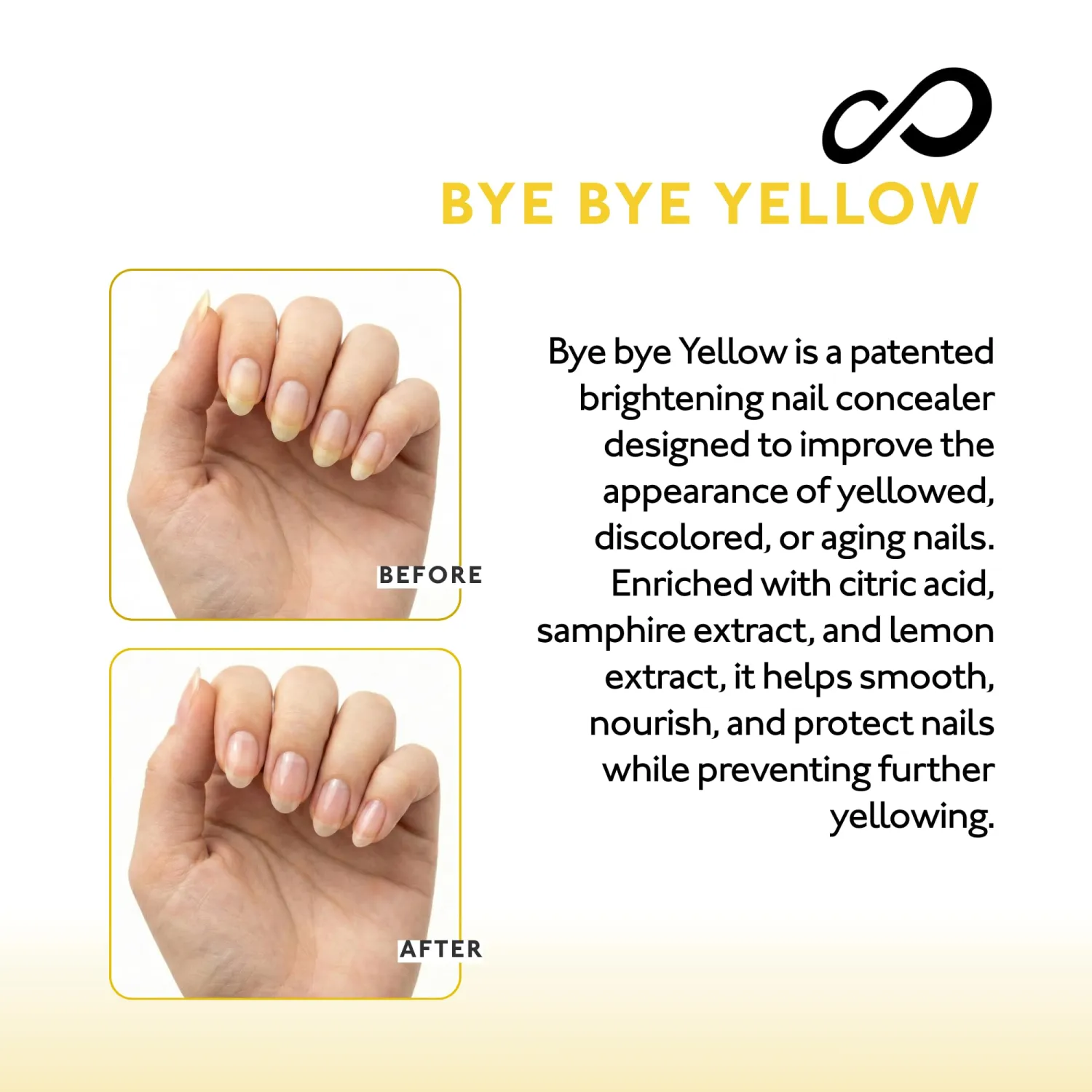 Eternal Goodbye Yellow Nail Brightener. Nail Whitening & Concealer for Yellow, Discolored Nails, Streak-Free Natural Finish