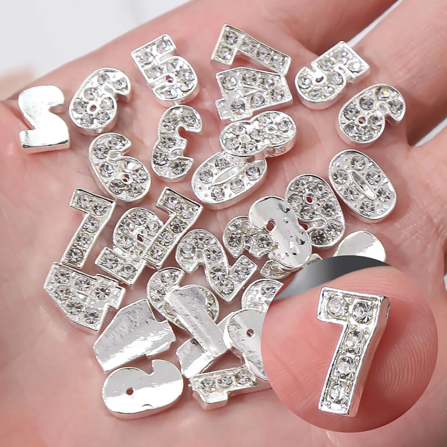 10Pcs Silver Number Nail Charms for Nail Art (0-9), 3D Silver Charms for Nails, Metal Number Nail Art Studs for Acrylic Nails, 3D Nail Decorations Rhinestones Gems for DIY Manicure Accessories