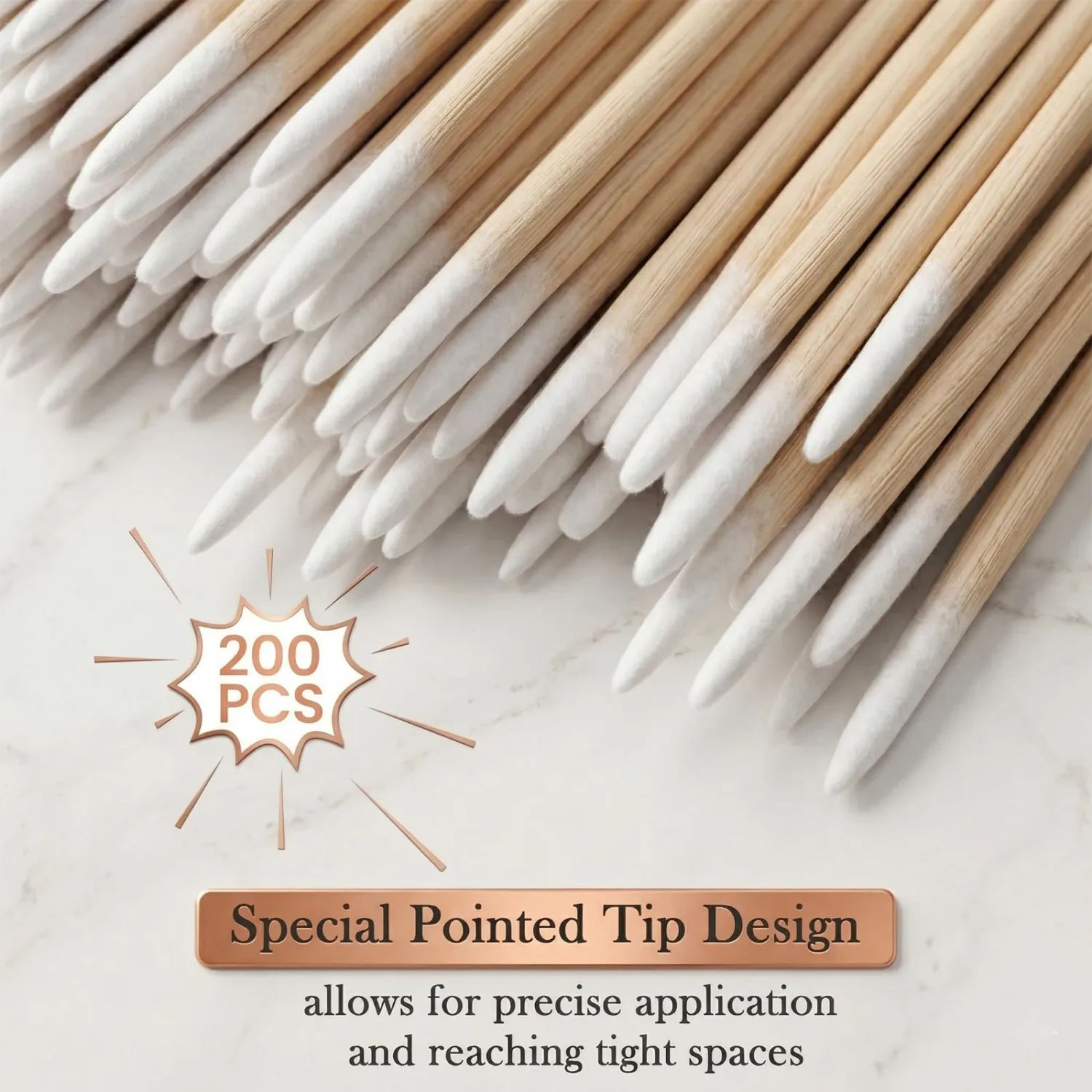 200 PCS Pointed Tip Cotton Swabs, Precision Micro Cotton Swabs | Pointed tip cotton swabs designed for precise nail polish edge cleanup, Disposable Makeup Applicators Beauty Tools