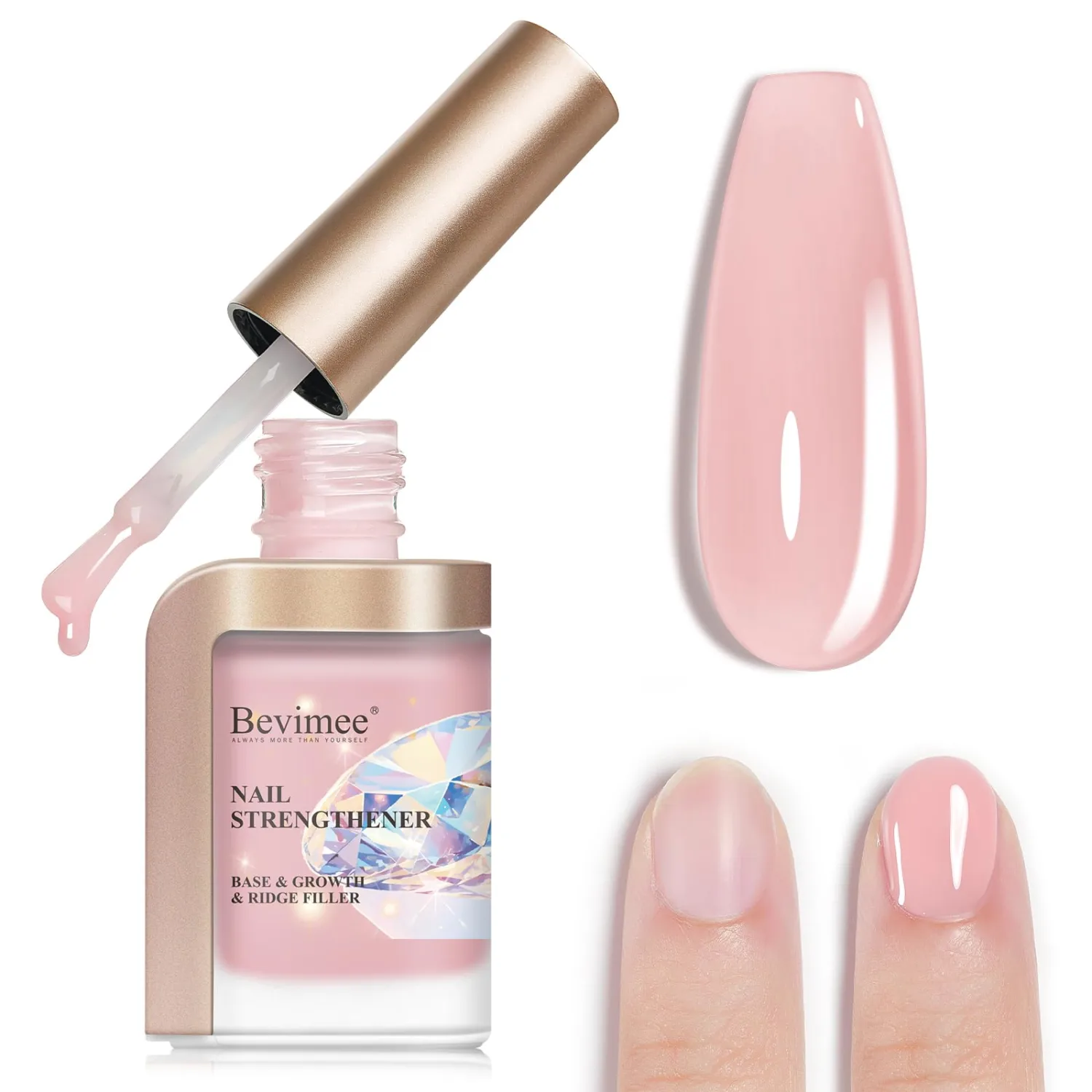 Nail Strengthener Quick Dry Nail Polish, Natural Nails Hardener Extra Strong and Growth Nude Nail Repair Strengthening Polish for Weak and Damaged Nails 12ML