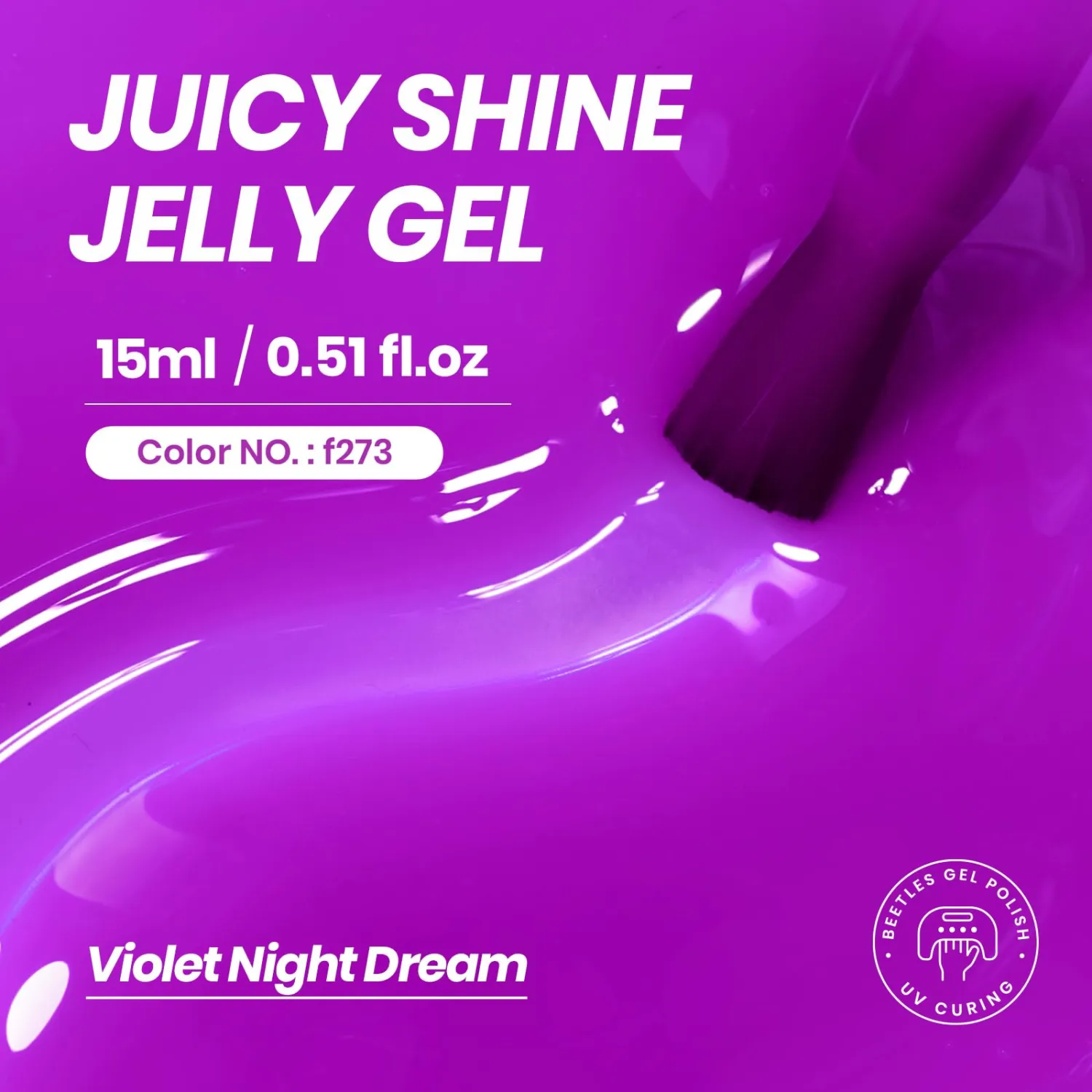Beetles Purple Gel Nail Polish, 15ML Clear Jelly Gel Polish Sheer Translucent Effect Neutral Nail Polish Soak Off UV Violet Night Dream Series French Nail Art Manicure Salon Gift for Women