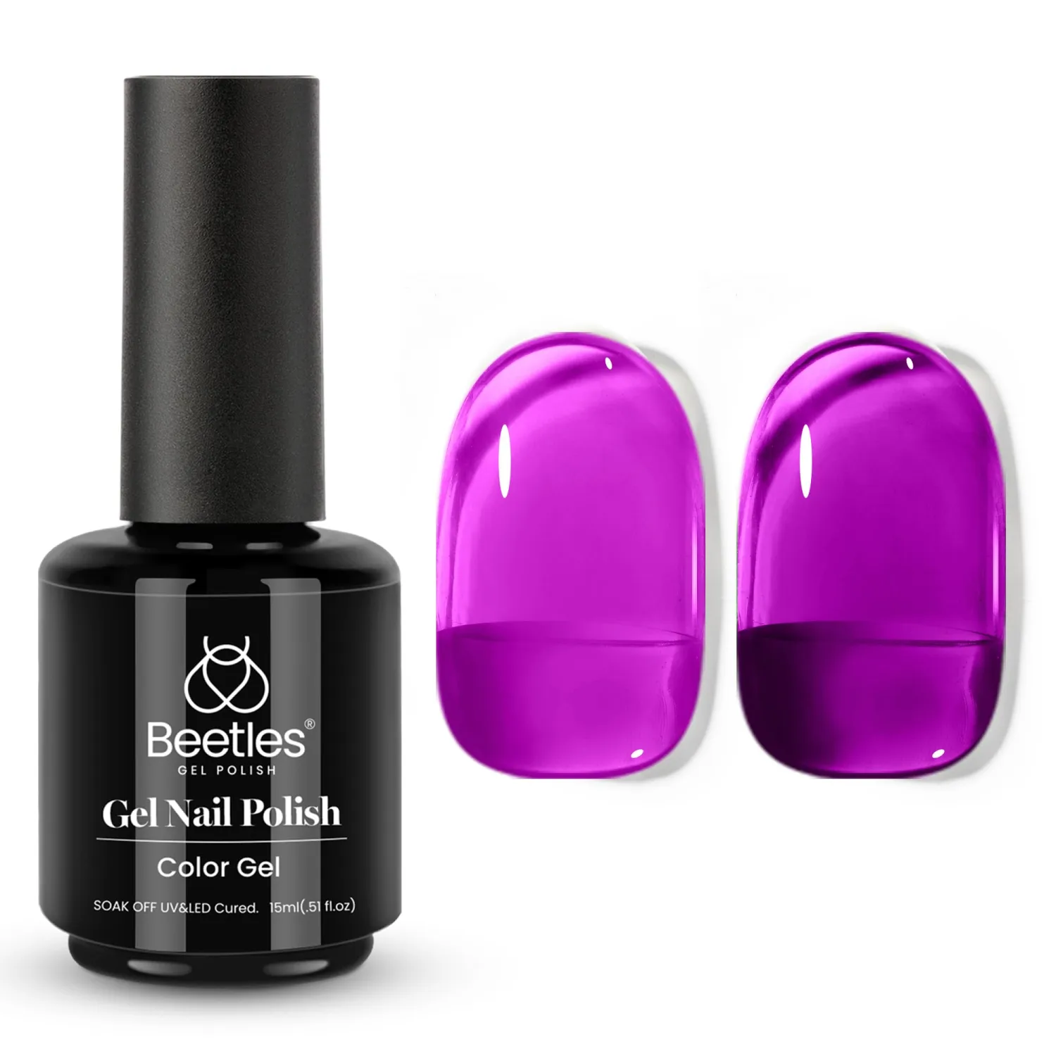 Beetles Purple Gel Nail Polish, 15ML Clear Jelly Gel Polish Sheer Translucent Effect Neutral Nail Polish Soak Off UV Violet Night Dream Series French Nail Art Manicure Salon Gift for Women