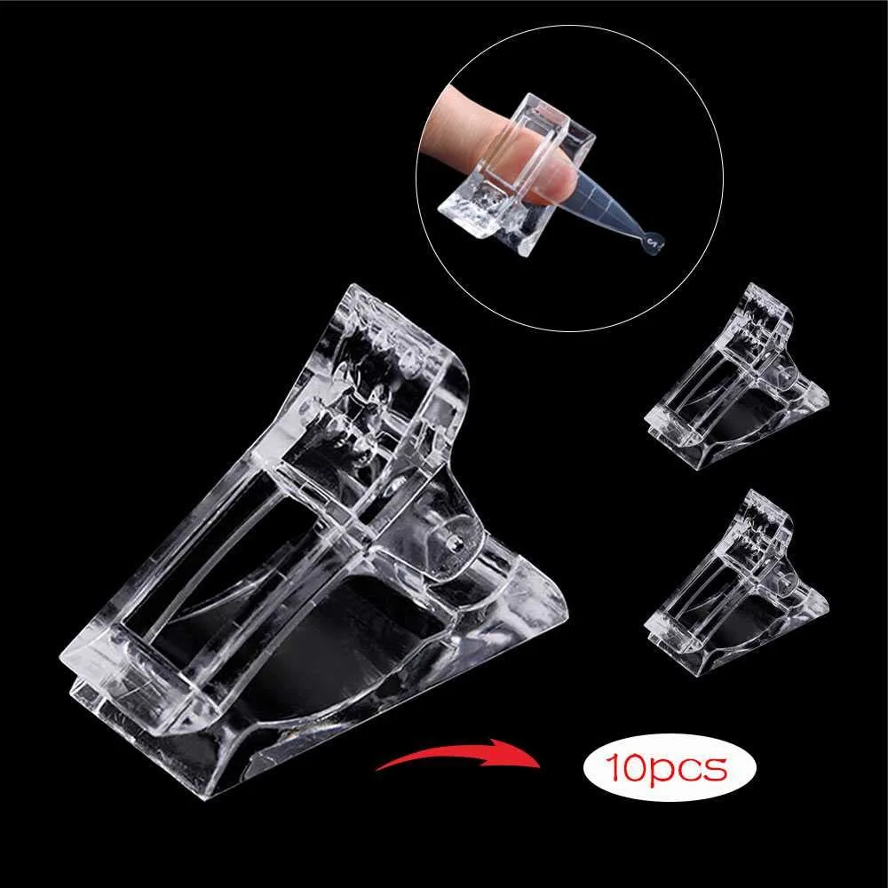 DRDS 10Pcs Nail Tips Clip for Quick Building Polygel nail forms Nail clips for polygel Finger Nail Extension UV LED Builder Clamps Manicure Nail Art Tool
