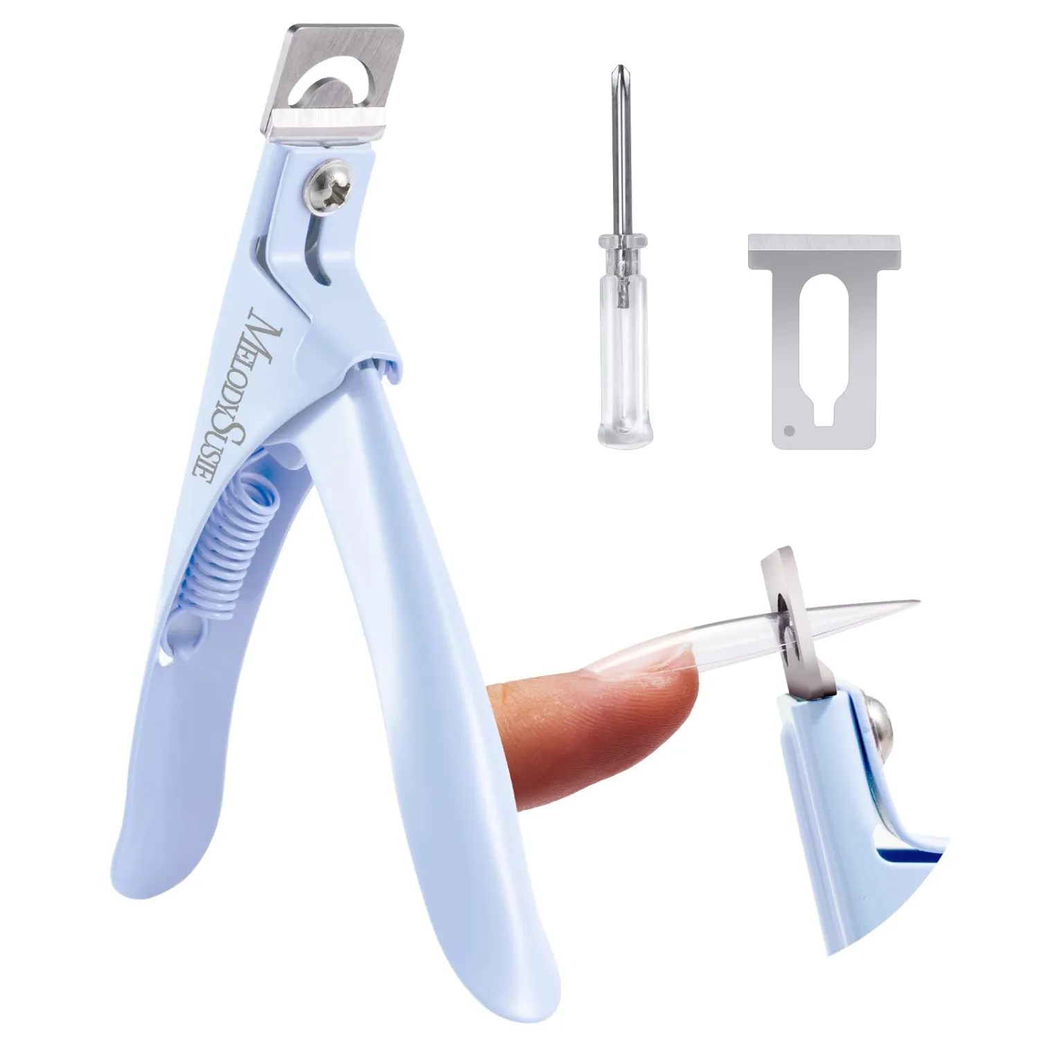 MelodySusie Acrylic Nail Clippers, Nail Clippers Cutters for Acrylic Nails Fake Nail Tips, Adjustable Stainless Nail Trimmer, Manicure Tool for Salon Home Nail Art, Blue