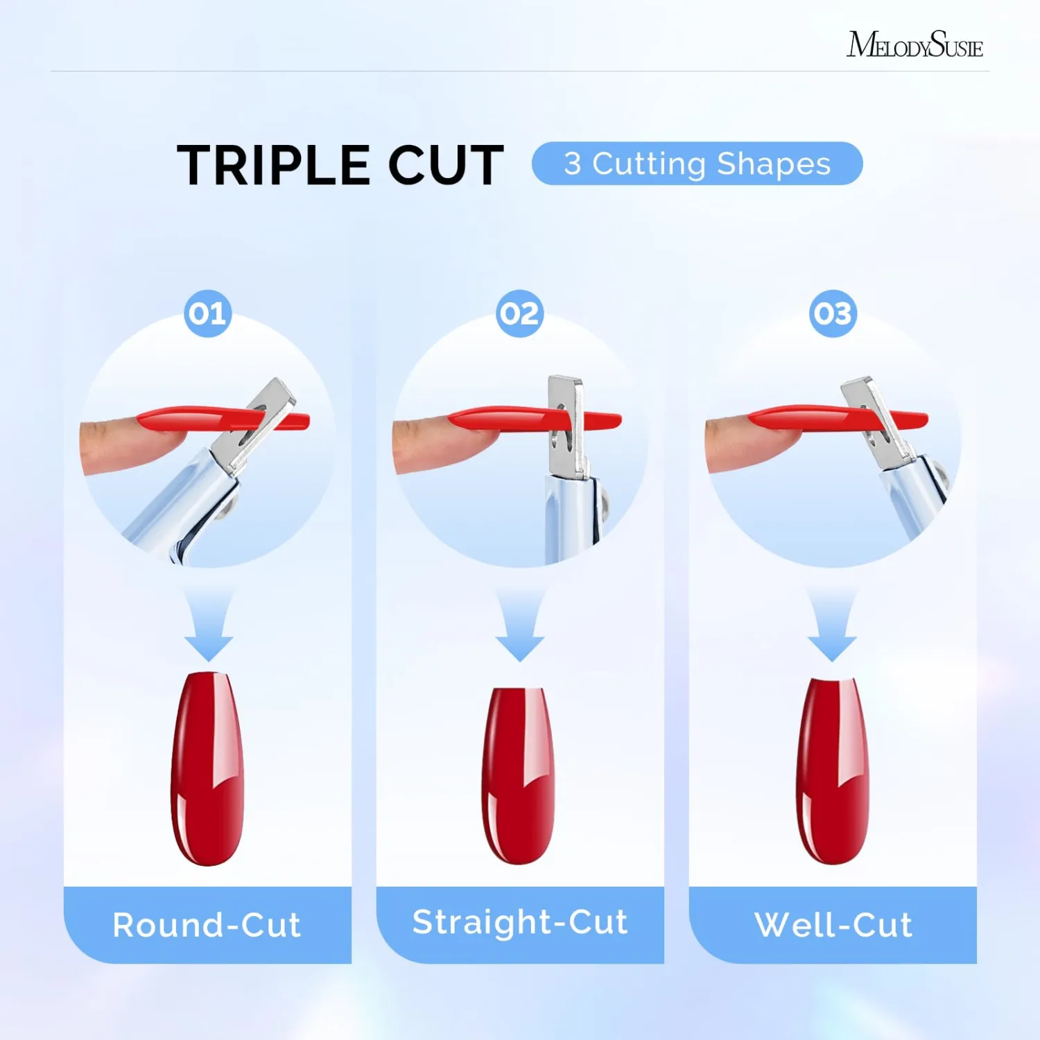 MelodySusie Acrylic Nail Clippers, Nail Clippers Cutters for Acrylic Nails Fake Nail Tips, Adjustable Stainless Nail Trimmer, Manicure Tool for Salon Home Nail Art, Blue