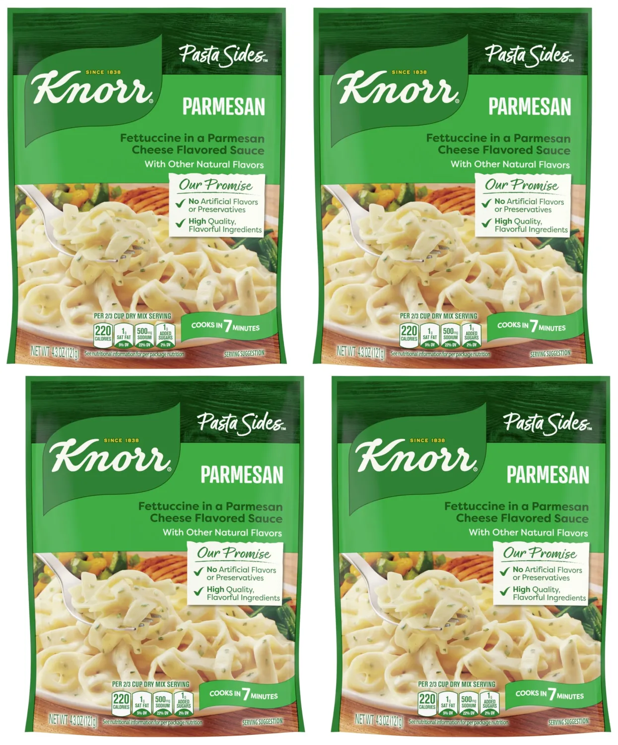 Knorr Pasta Sides For a Delicious Quick Pasta Side Dish Parmesan No Artificial Flavors & Preservatives,No-Added MSG 4.3 oz,(Pack of 4)