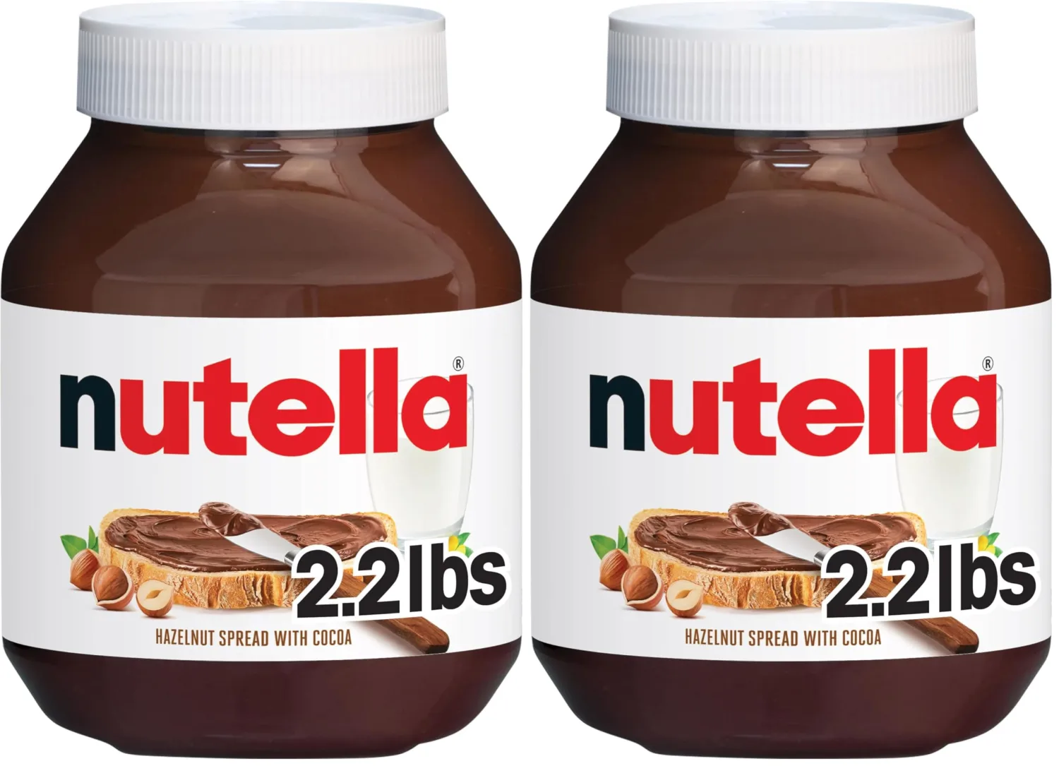 Nutella Hazelnut Spread with Cocoa, Creamy Hazelnut Spread, Breakfast Favorite, 35.3 oz Jar (Pack of 2)